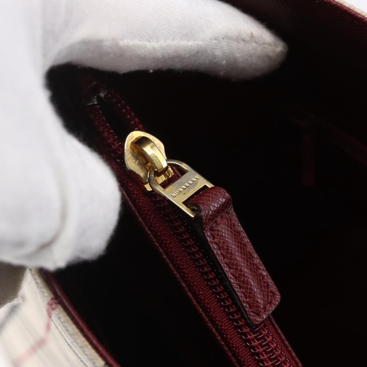 BURBERRY Nova Check Tote Bag Canvas Beige Gold Auth ep11287