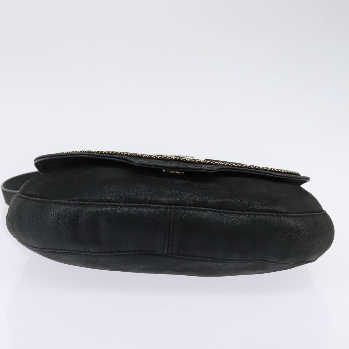 FENDI Shoulder Bag polyester Black Gold Auth ep11289