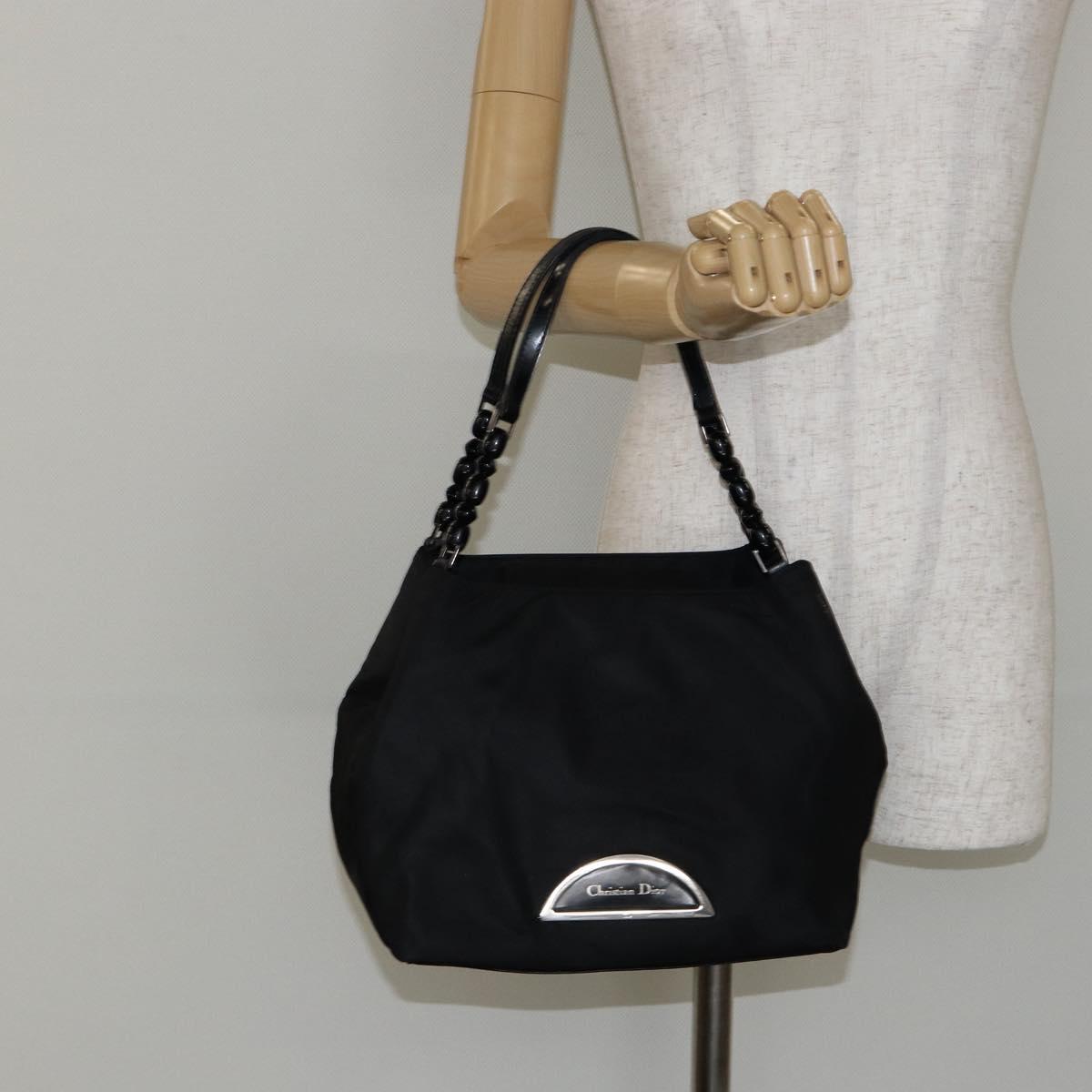 Christian Dior Maris Pearl Hand Bag Nylon Black Auth ep11290