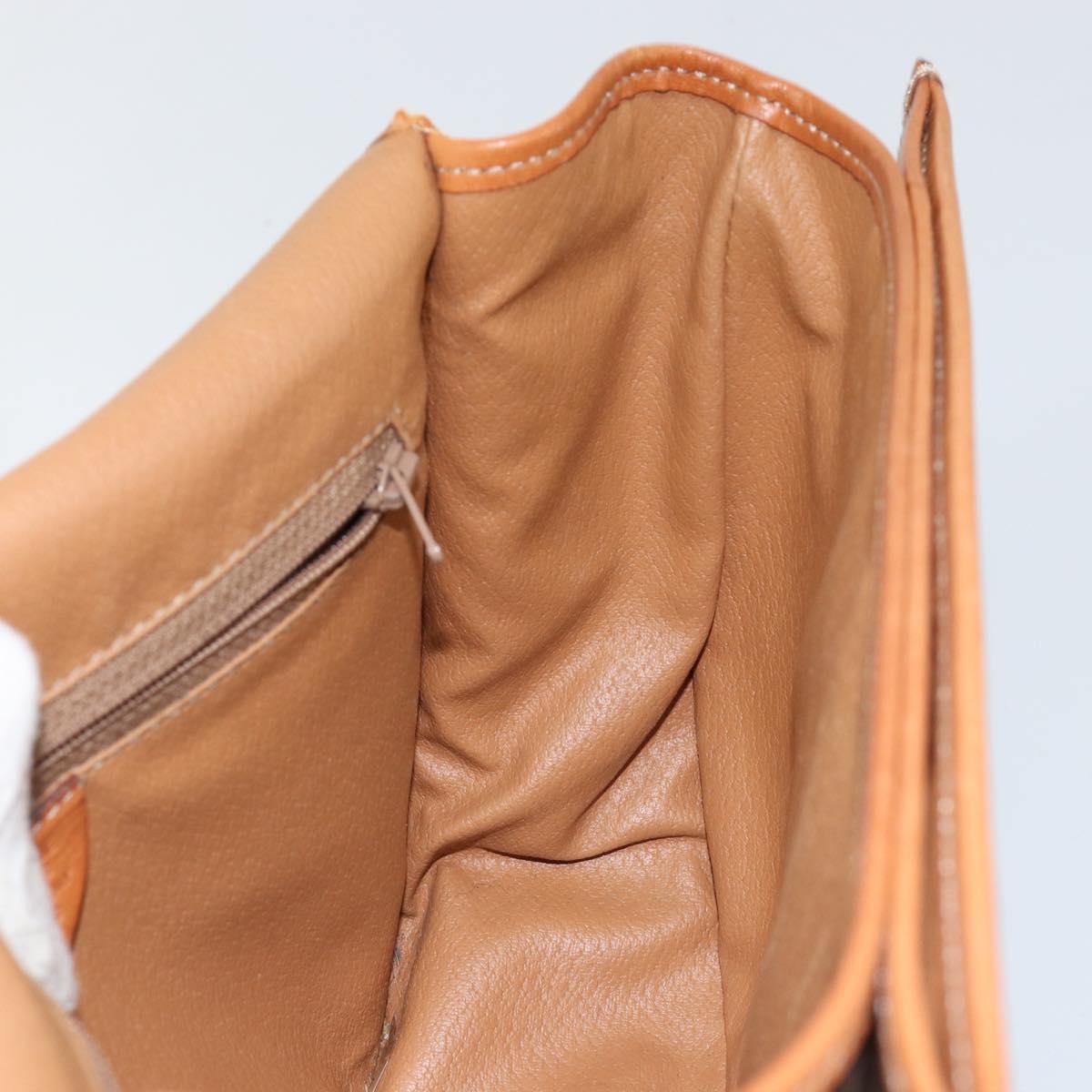 CELINE Macadam Canvas Shoulder Bag PVC Leather Brown Gold Auth ep11291