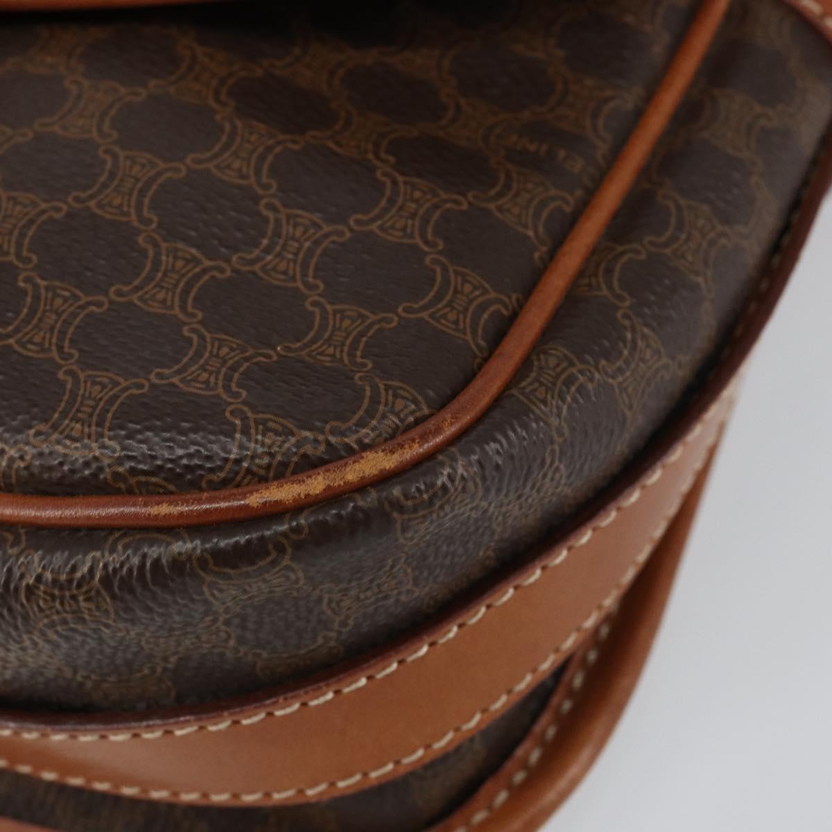 CELINE Macadam Canvas Shoulder Bag PVC Leather Brown Gold Auth ep11299