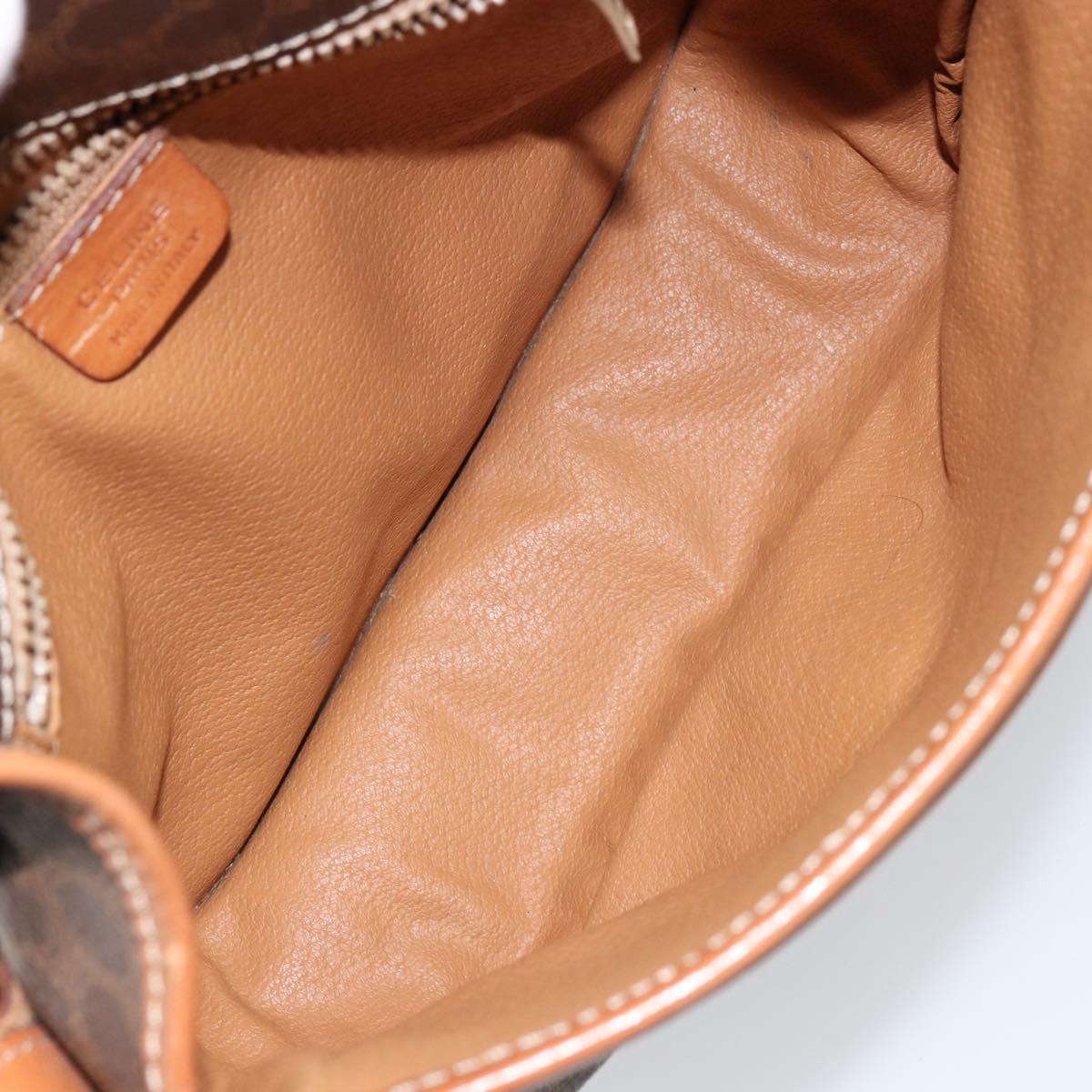 CELINE Macadam Canvas Shoulder Bag PVC Leather Brown Gold Auth ep11299