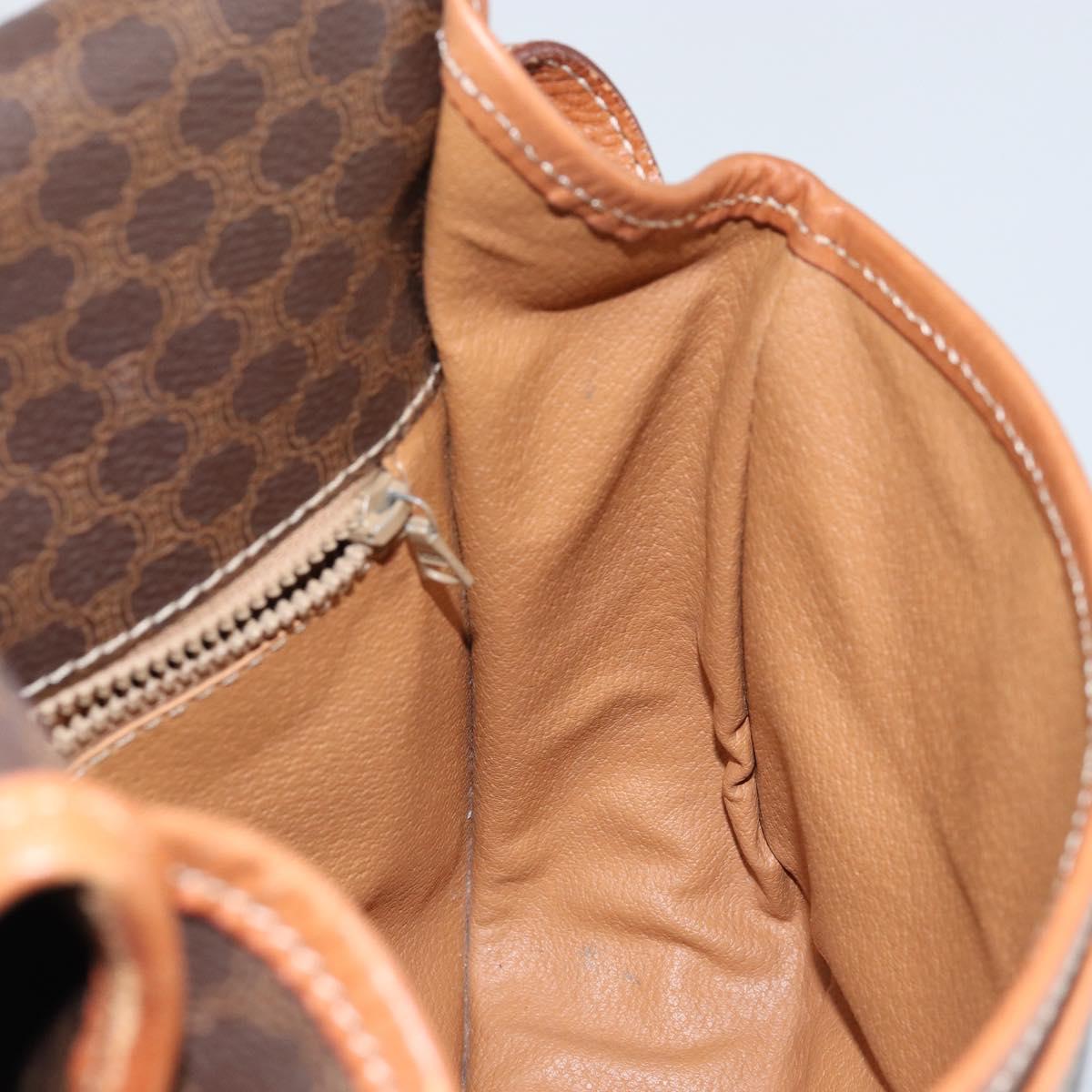 CELINE Macadam Canvas Shoulder Bag PVC Leather Brown Gold Auth ep11299