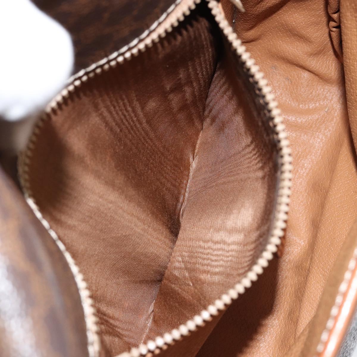 CELINE Macadam Canvas Shoulder Bag PVC Leather Brown Gold Auth ep11299