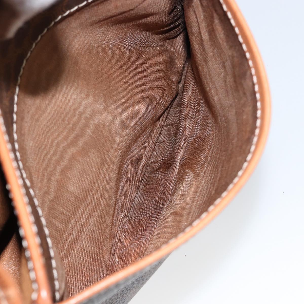 CELINE Macadam Canvas Shoulder Bag PVC Leather Brown Gold Auth ep11299