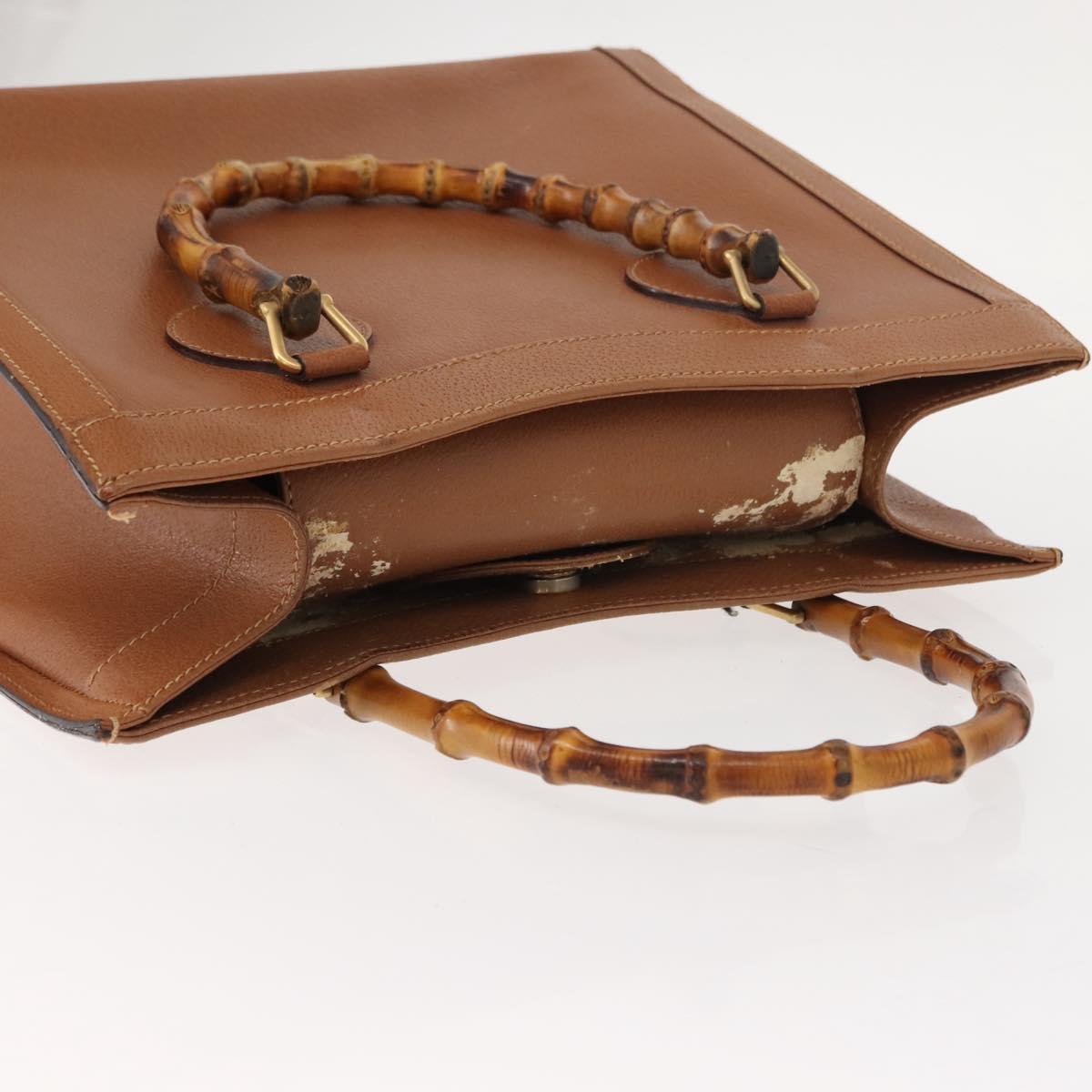 GUCCI Bamboo Hand Bag Leather Brown Gold 002 2853 0260 0 Auth ep11300