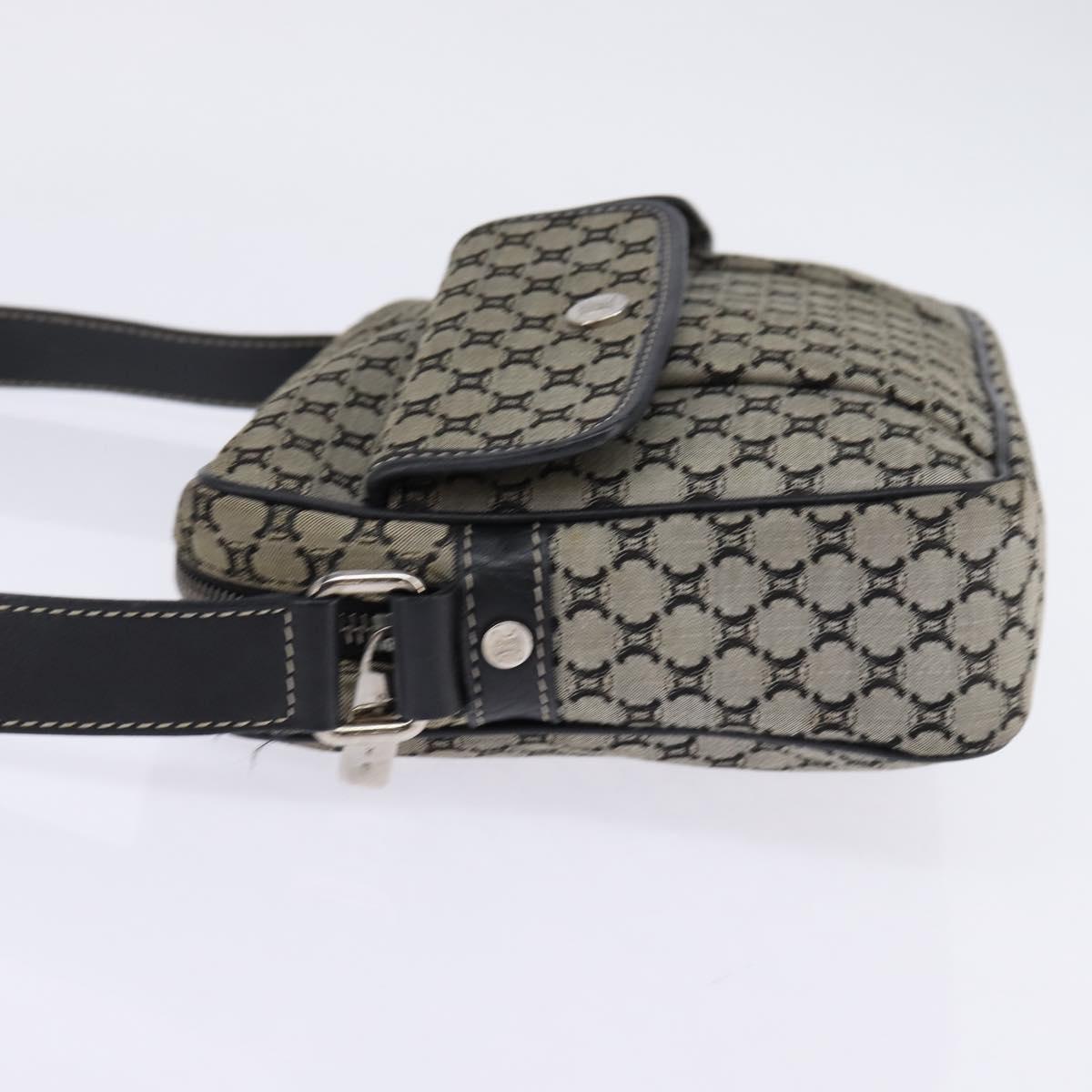 CELINE Macadam Canvas Shoulder Bag Navy Gold Auth ep11305