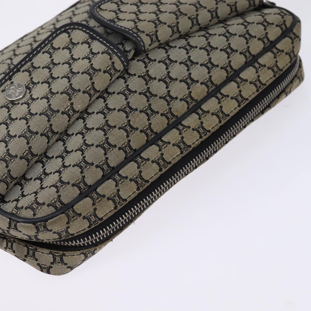 CELINE Macadam Canvas Shoulder Bag Navy Gold Auth ep11305