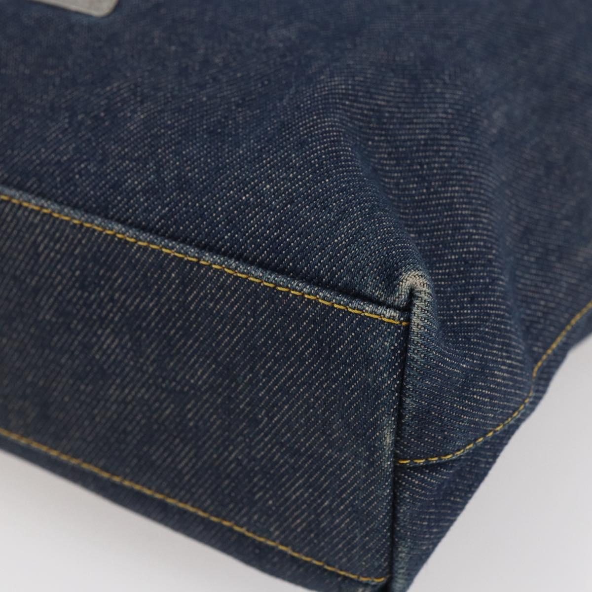 Christian Dior Maris Pearl Tote Bag Denim Navy Auth ep11309