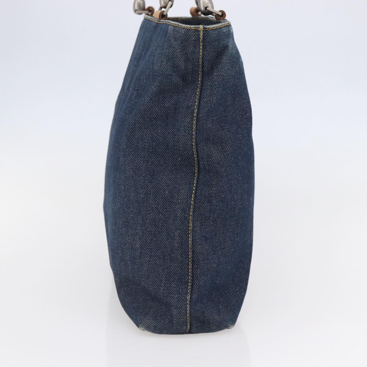 Christian Dior Maris Pearl Tote Bag Denim Navy Auth ep11309