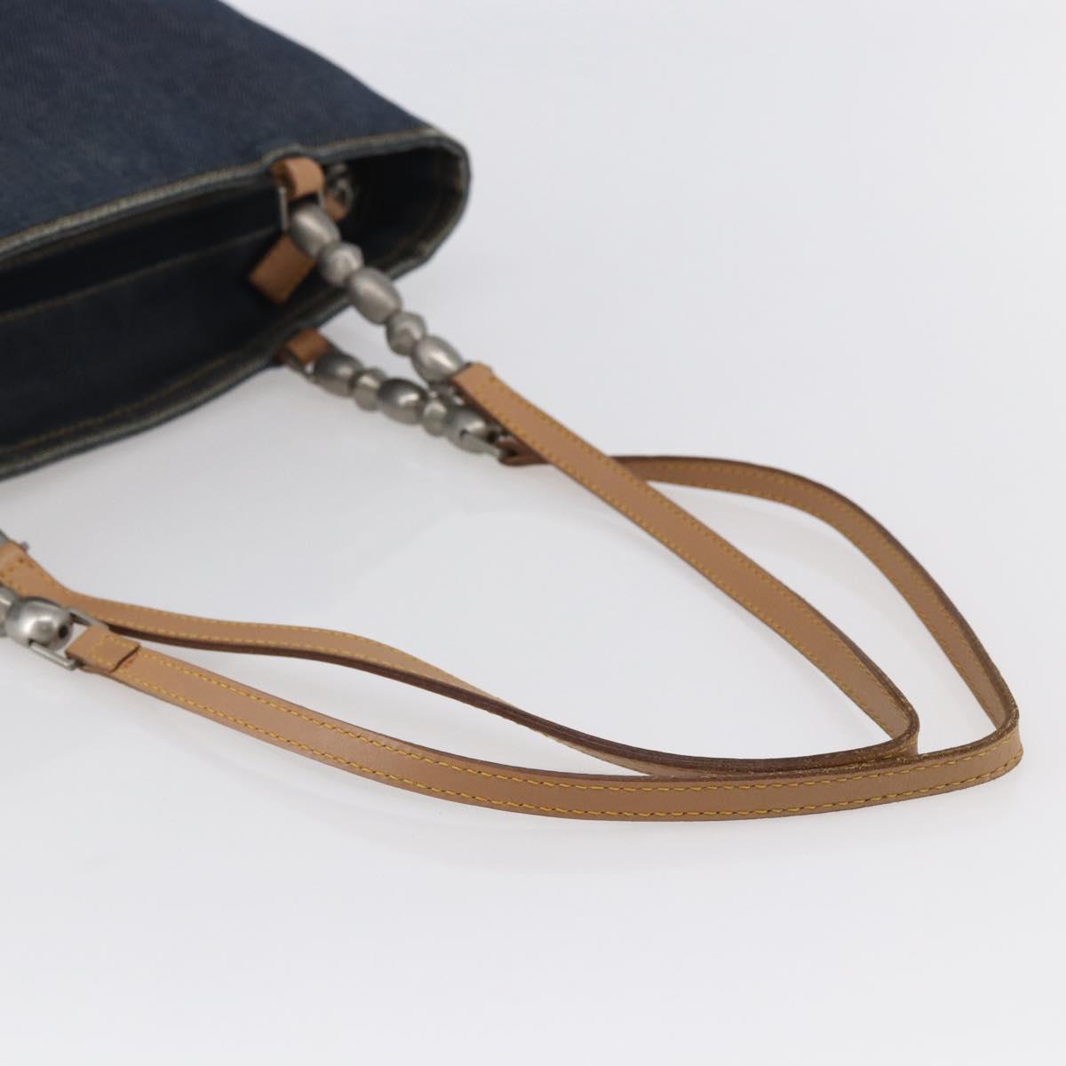 Christian Dior Maris Pearl Tote Bag Denim Navy Auth ep11309