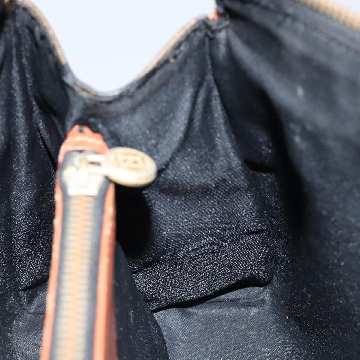 FENDI Pecan Canvas Hand Bag PVC Brown Gold Auth ep11310