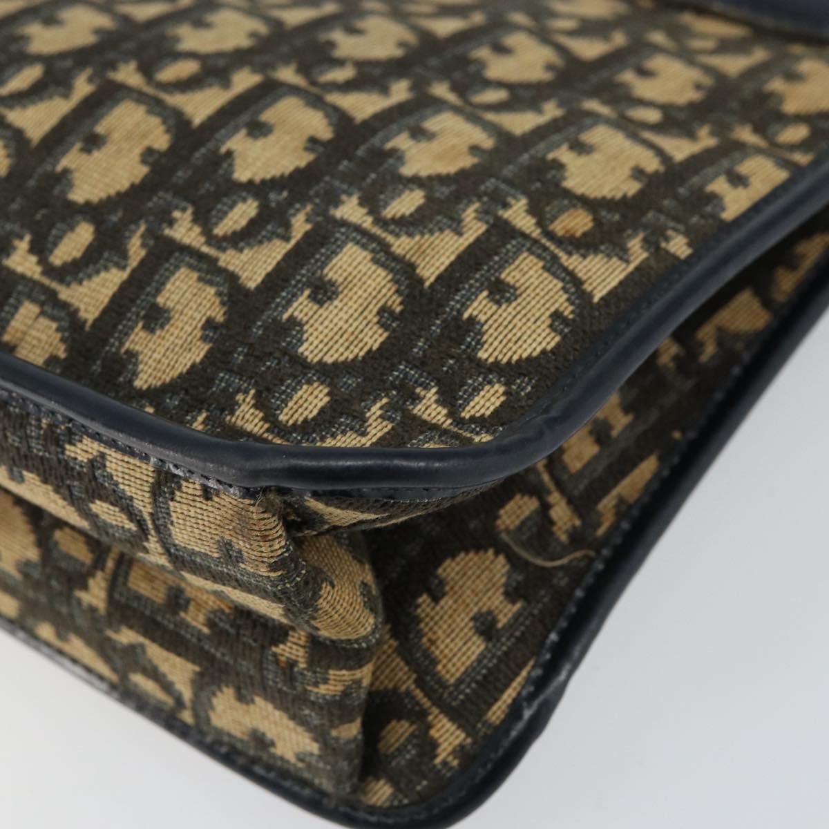 Christian Dior Trotter Canvas Clutch Bag Navy Gold Auth ep11315