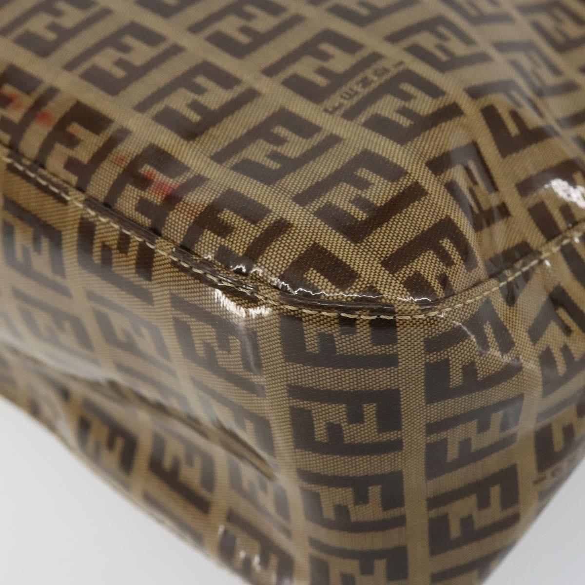 FENDI Zucchino Canvas Mamma Baguette Shoulder Bag Beige Gold Auth ep11341