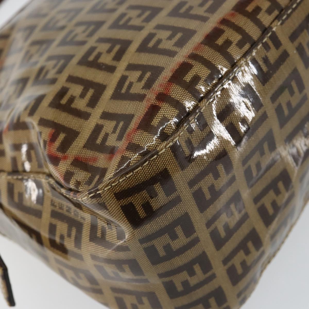 FENDI Zucchino Canvas Mamma Baguette Shoulder Bag Beige Gold Auth ep11341