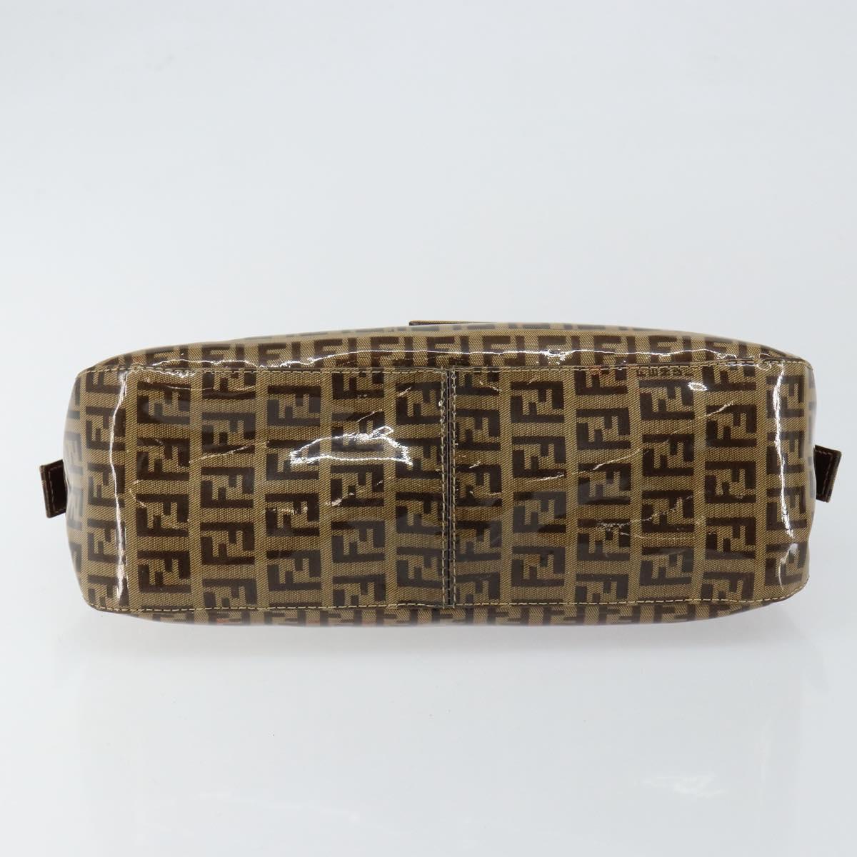 FENDI Zucchino Canvas Mamma Baguette Shoulder Bag Beige Gold Auth ep11341