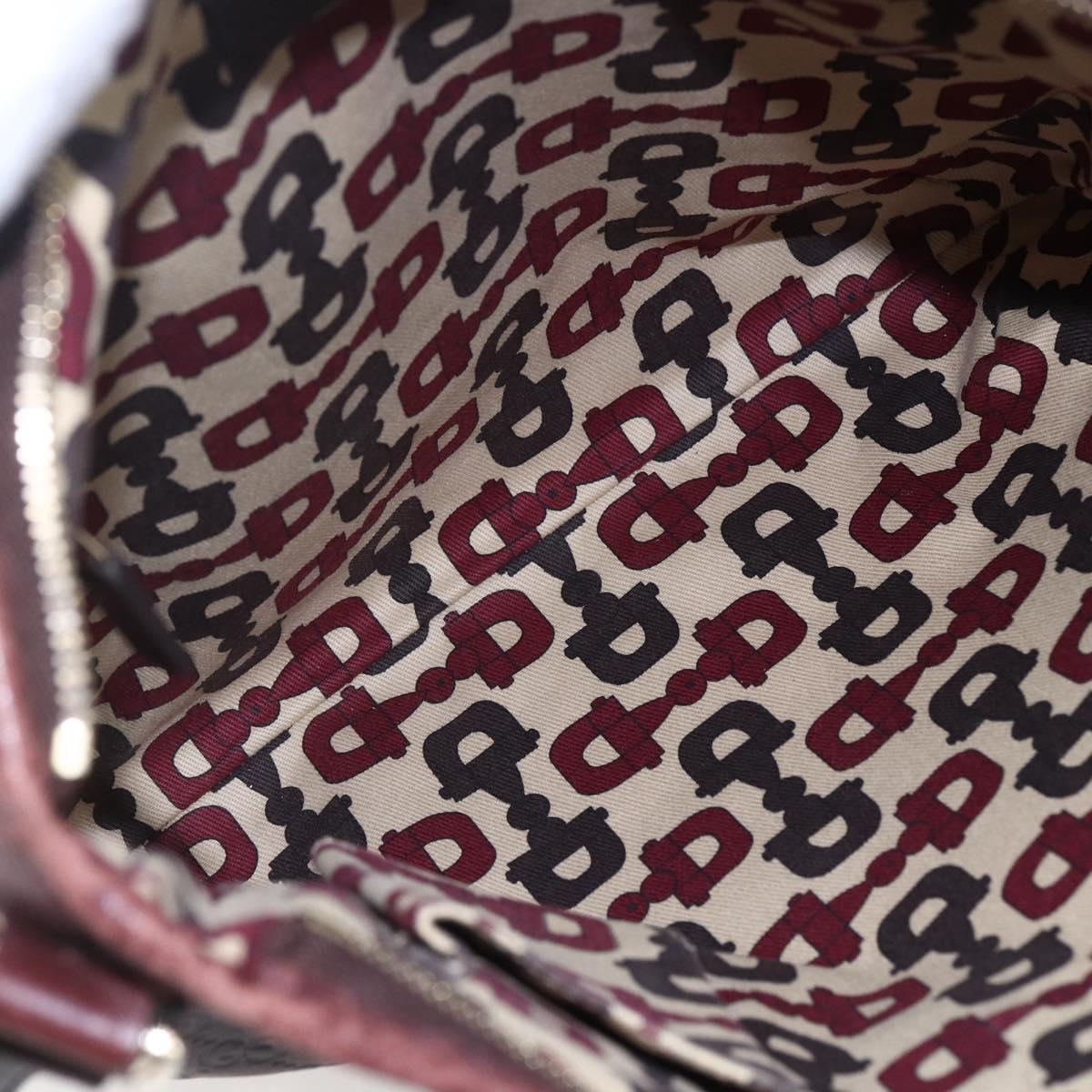 GUCCI Guccissima Abbey GG Canvas Bag Leather Bordeaux Gold 131326 Auth ep11342