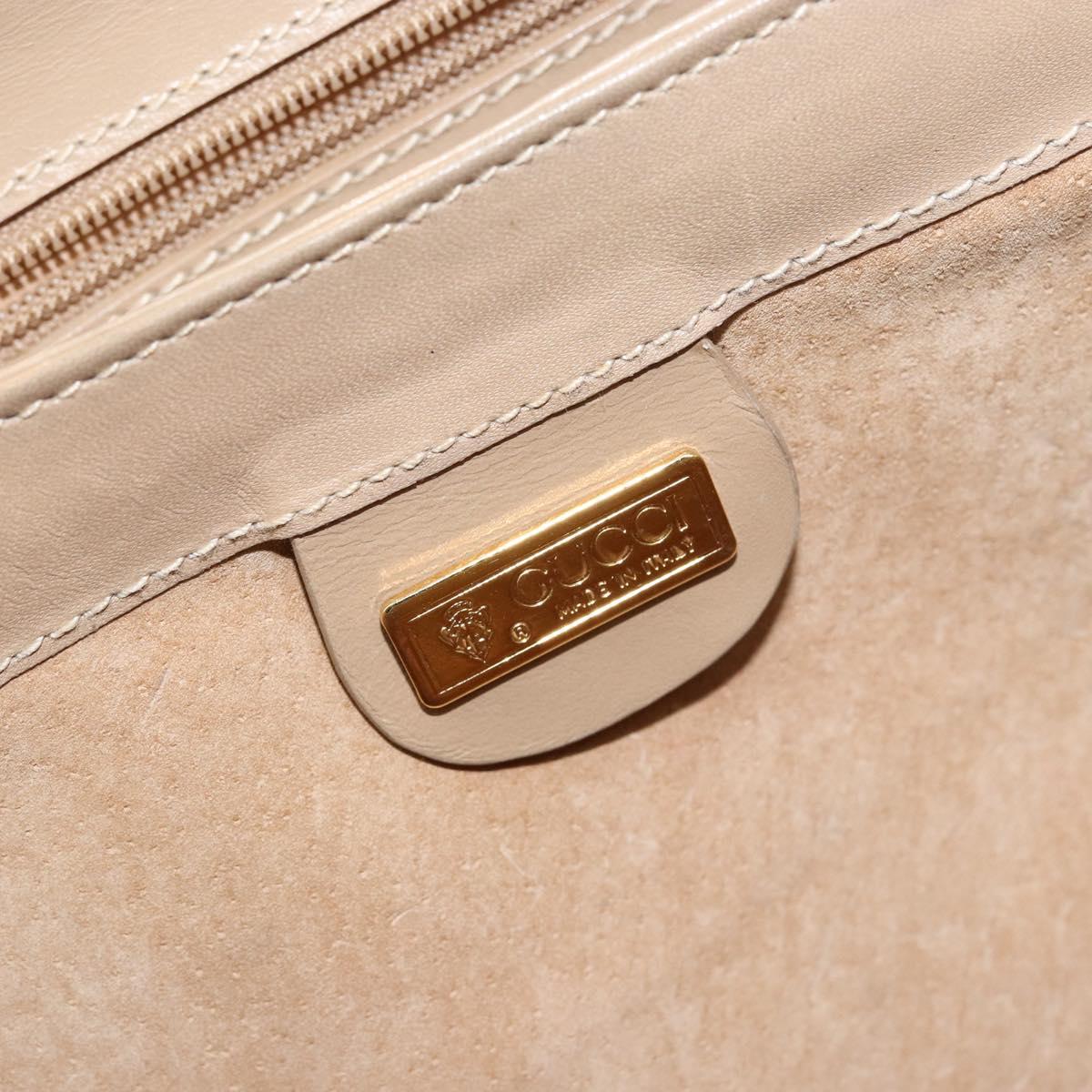 GUCCI Shoulder Bag Leather Beige Gold Auth ep11343