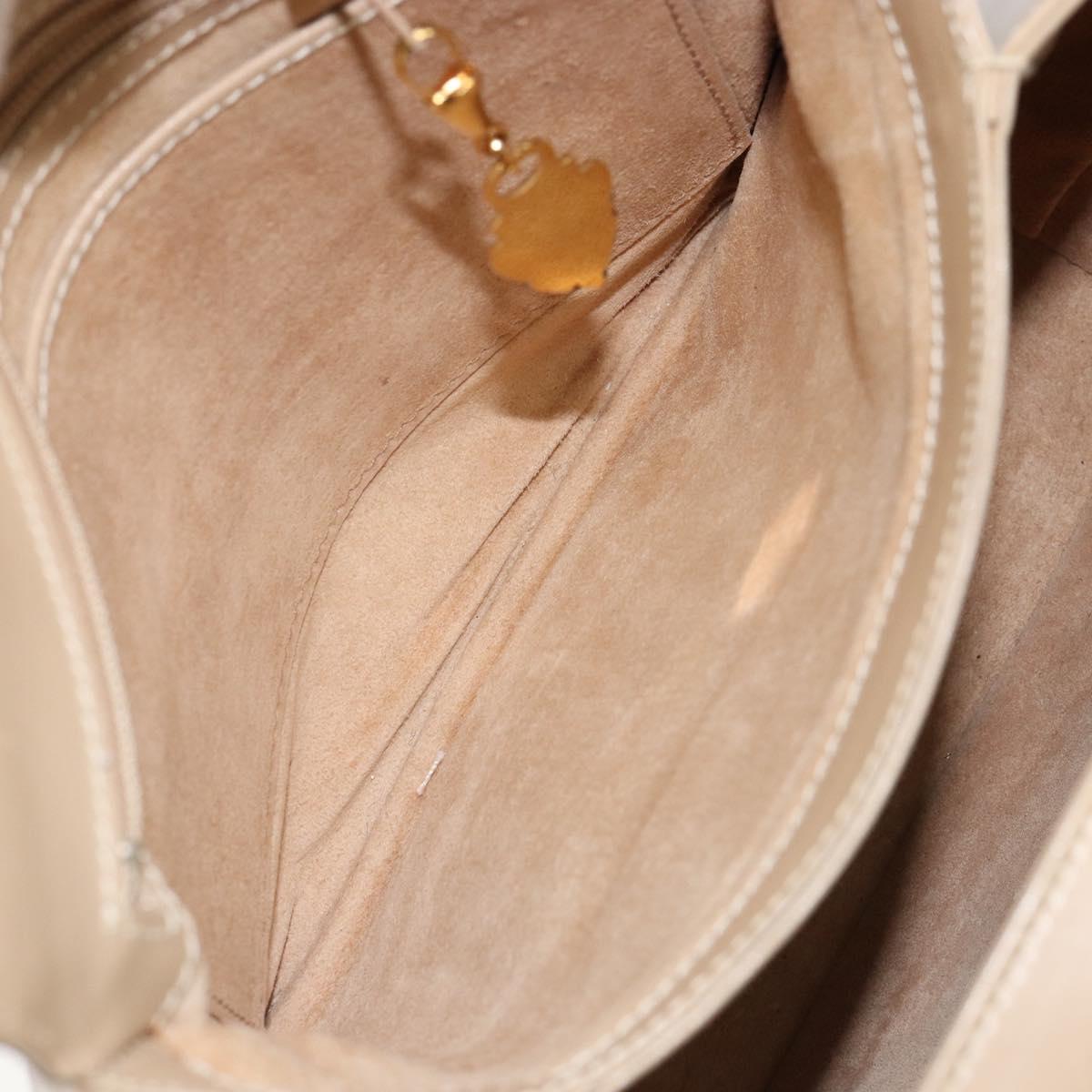 GUCCI Shoulder Bag Leather Beige Gold Auth ep11343
