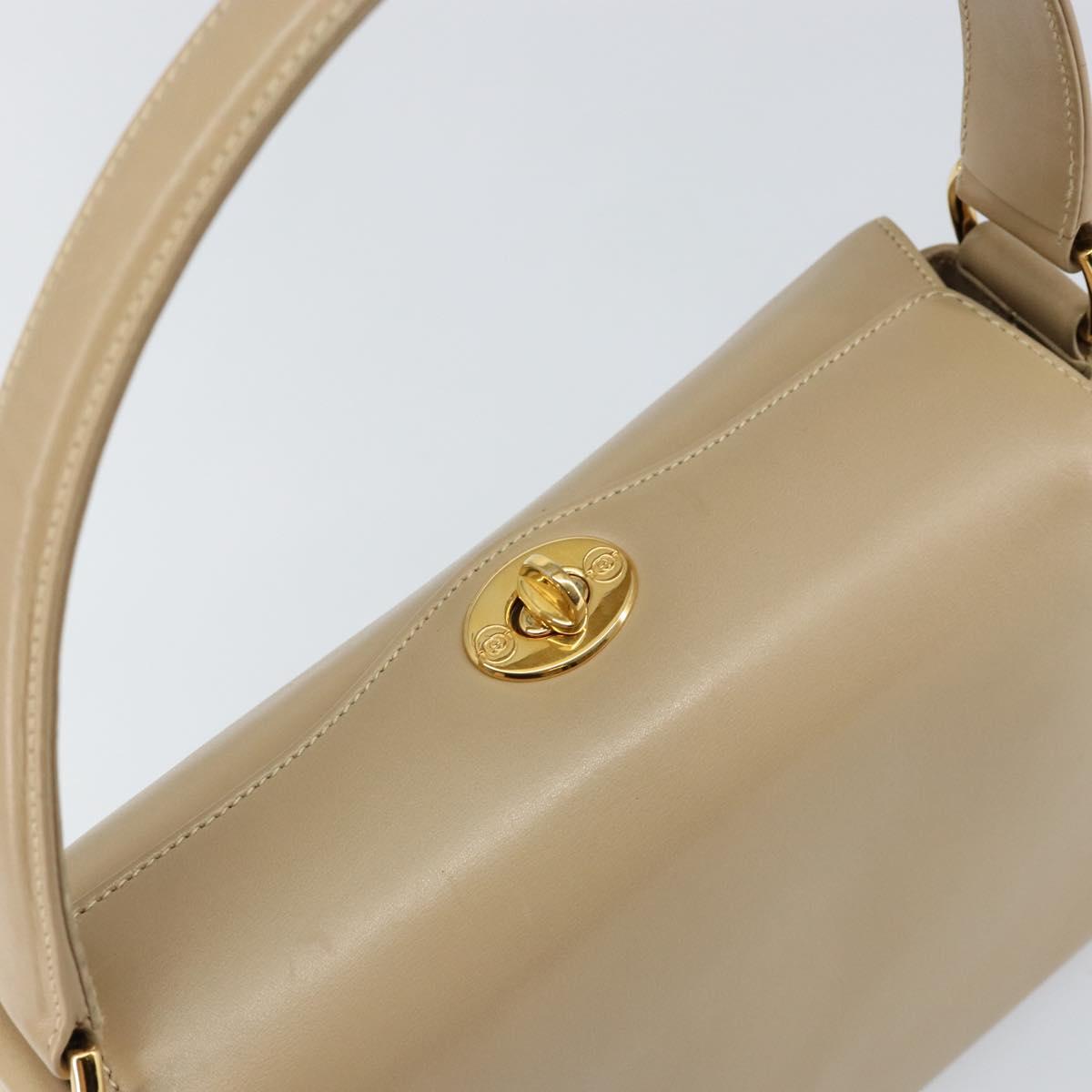 GUCCI Shoulder Bag Leather Beige Gold Auth ep11343
