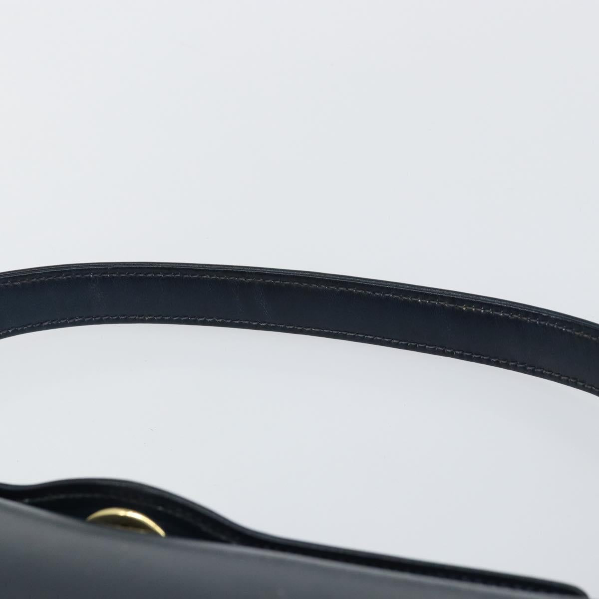 GUCCI Shoulder Bag Leather Navy Gold Auth ep11344