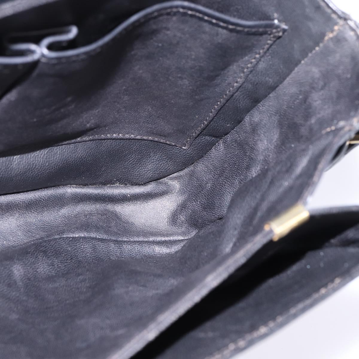 CELINE Horse Carriage Shoulder Bag Leather Black Gold Auth ep11350