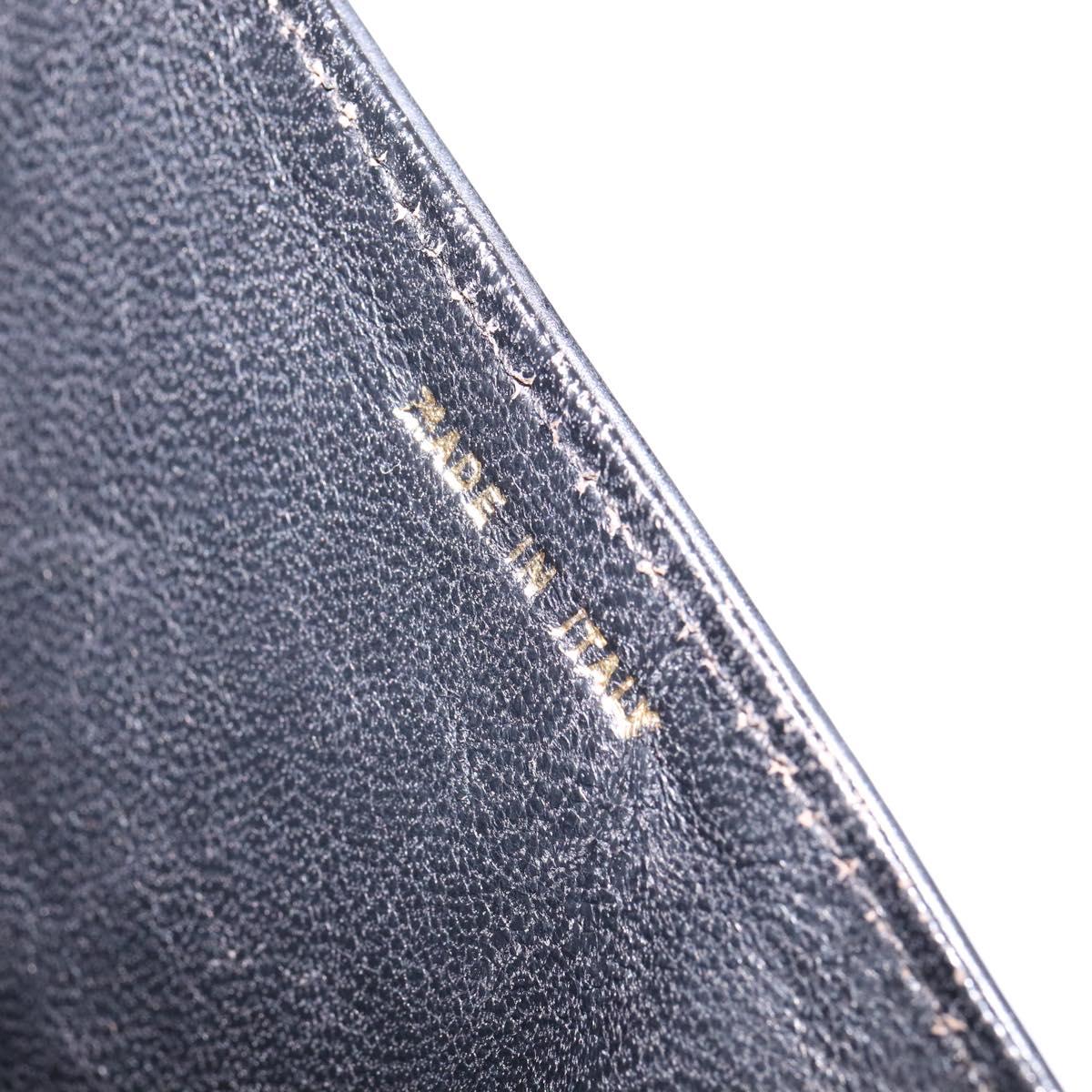 CELINE Horse Carriage Shoulder Bag Leather Black Gold Auth ep11350