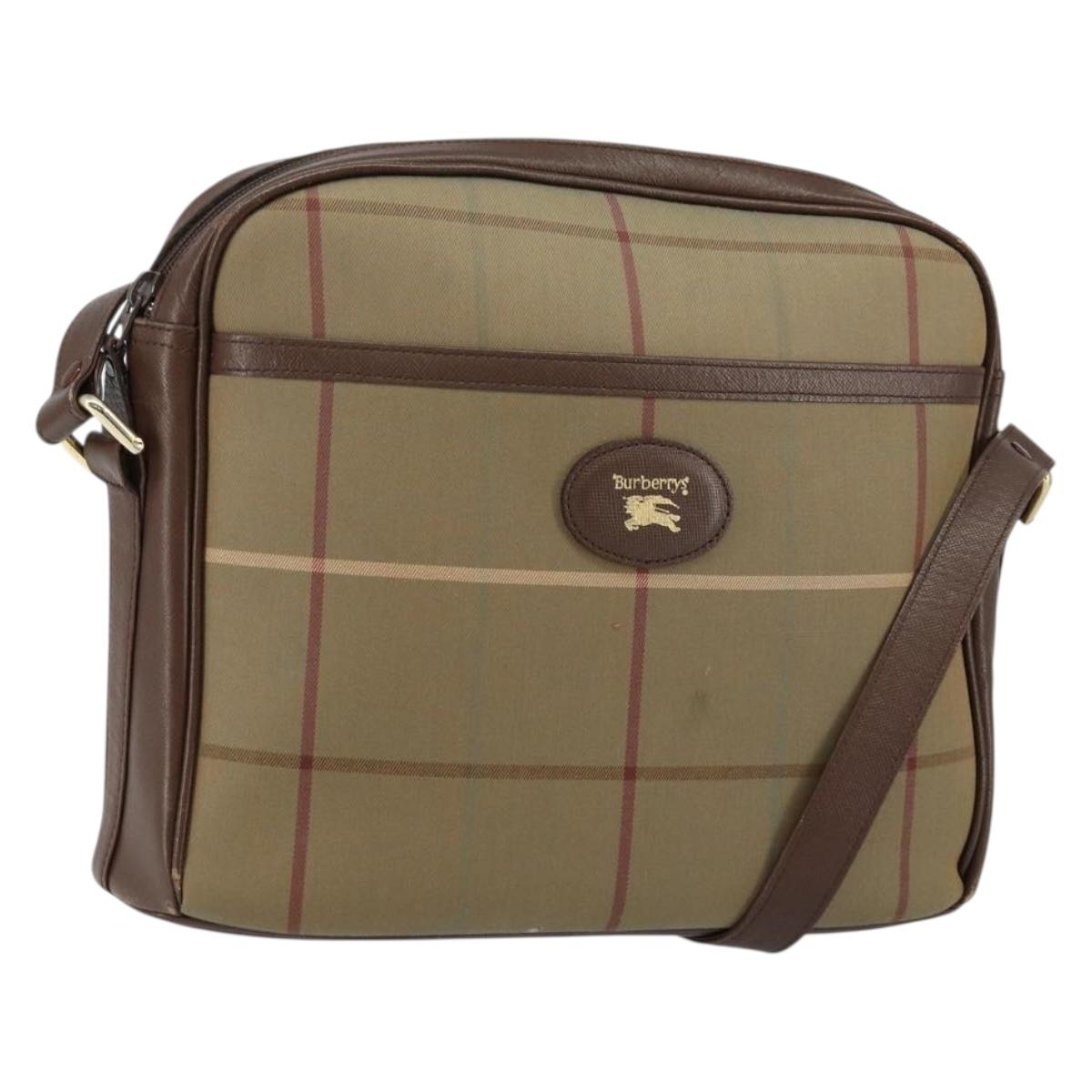 Burberrys Nova Check Shoulder Bag Canvas Beige Gold Auth ep11351