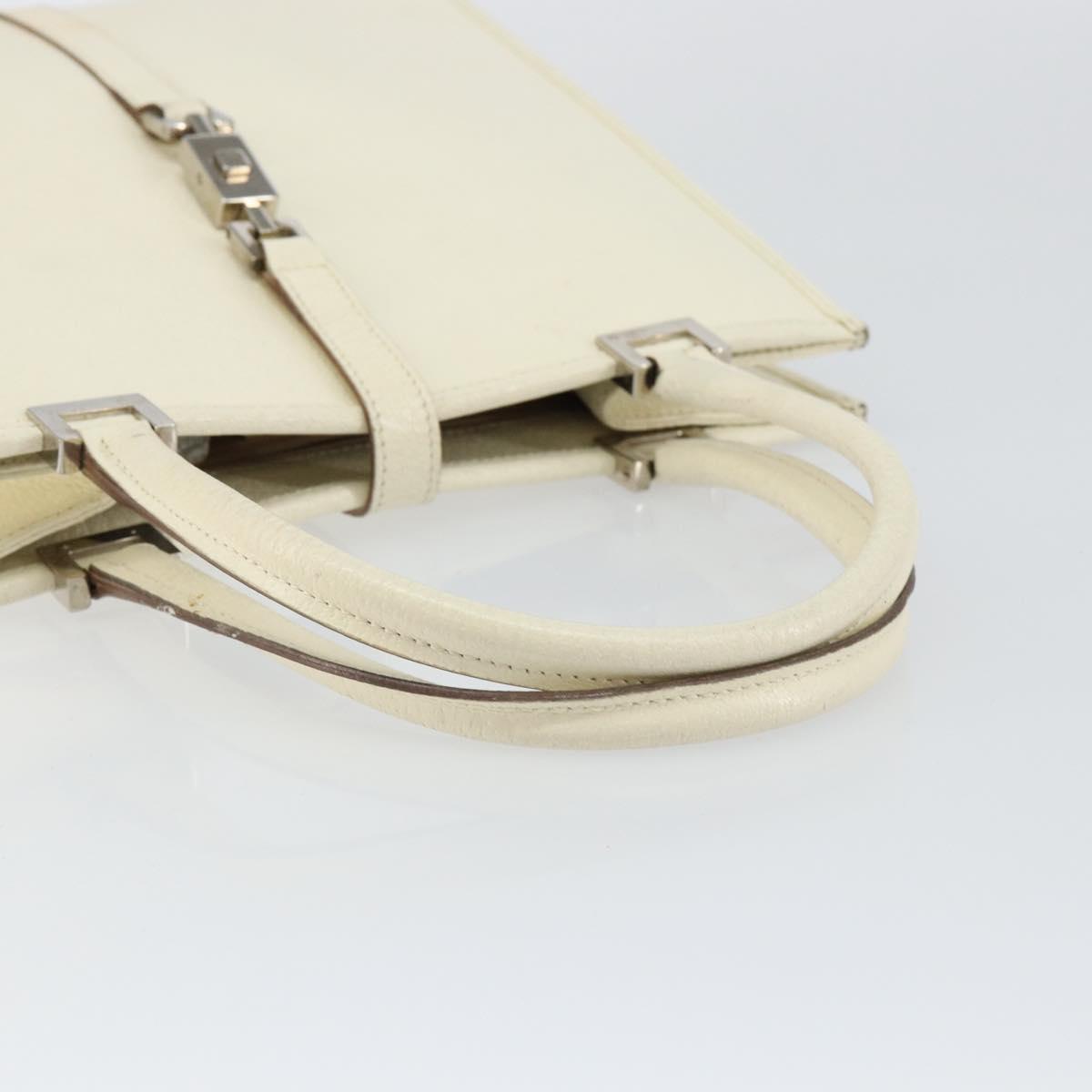 GUCCI Jackie Hand Bag Leather White Silver 002 1065 3444 Auth ep11352
