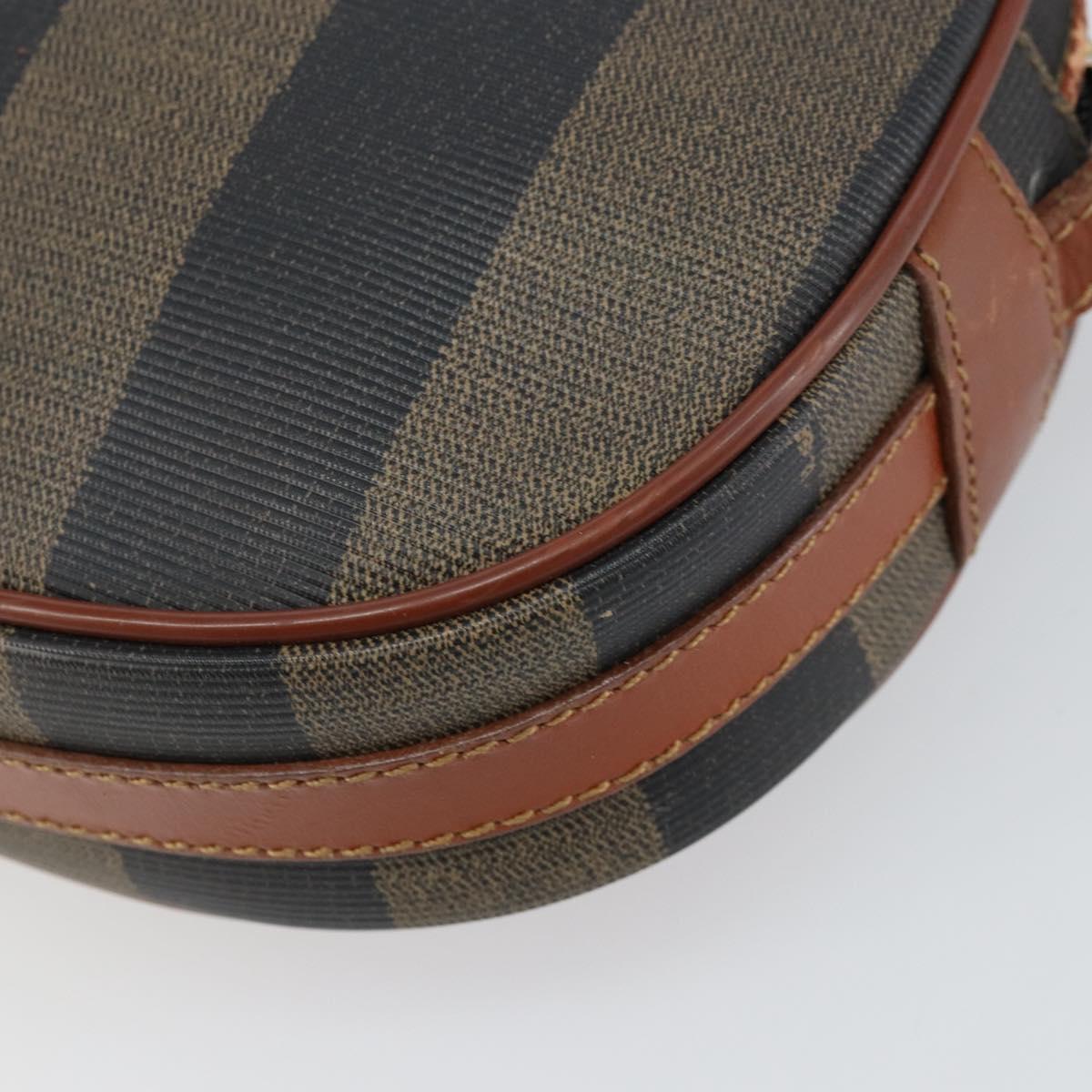 FENDI Pecan Canvas Shoulder Bag PVC Black Brown gold Auth ep11355