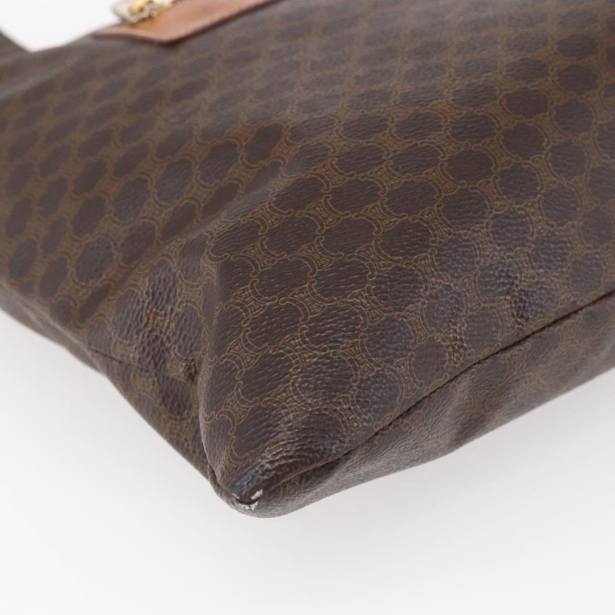CELINE Macadam Canvas Tote Bag PVC Leather Brown Gold Auth ep11356