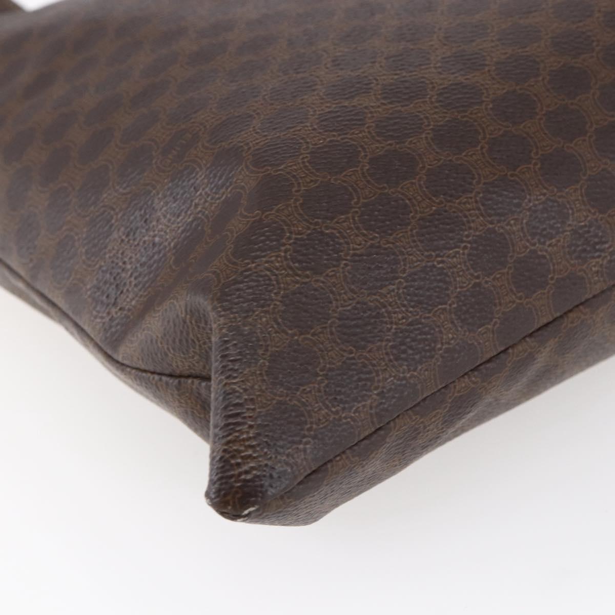 CELINE Macadam Canvas Tote Bag PVC Leather Brown Gold Auth ep11356