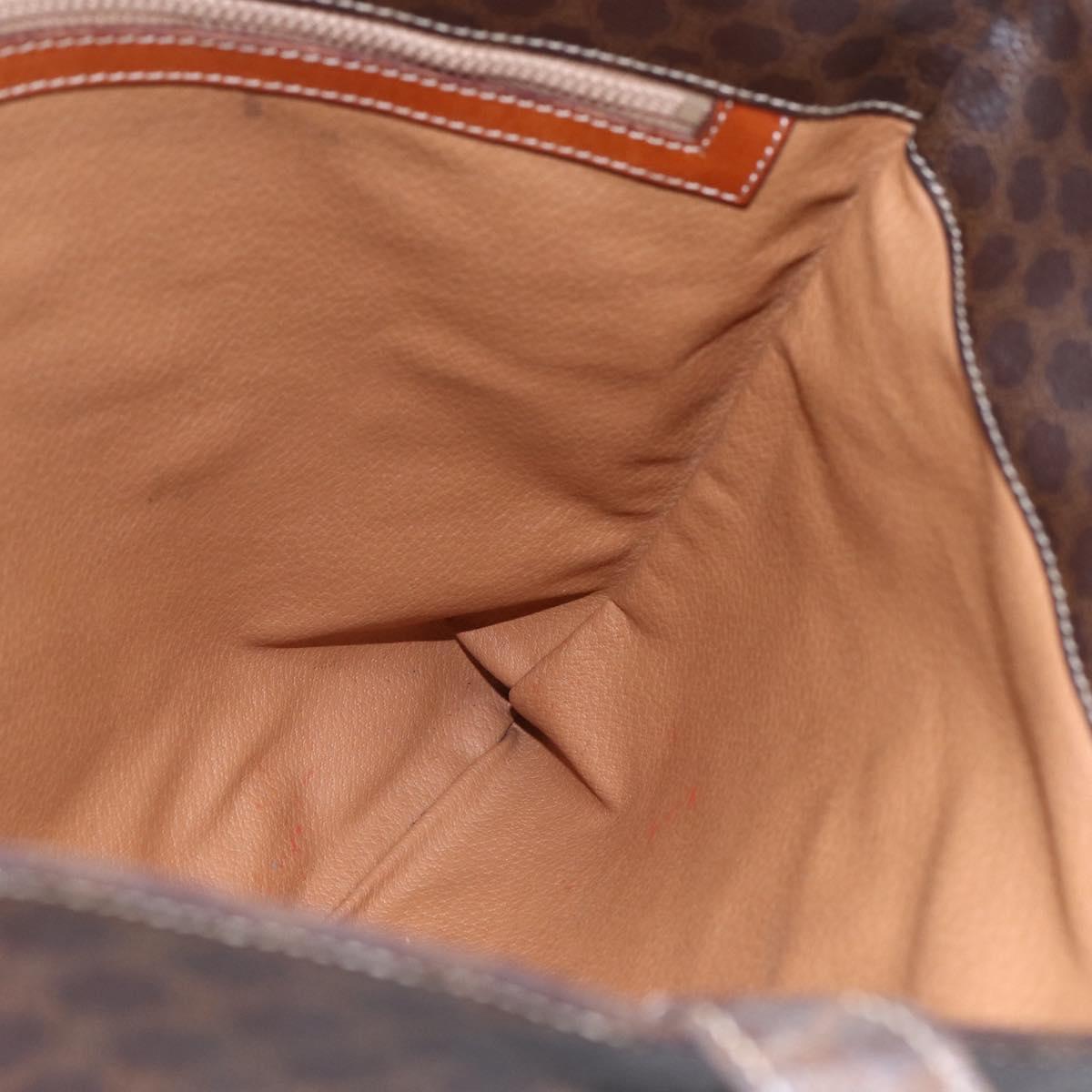 CELINE Macadam Canvas Tote Bag PVC Leather Brown Gold Auth ep11356