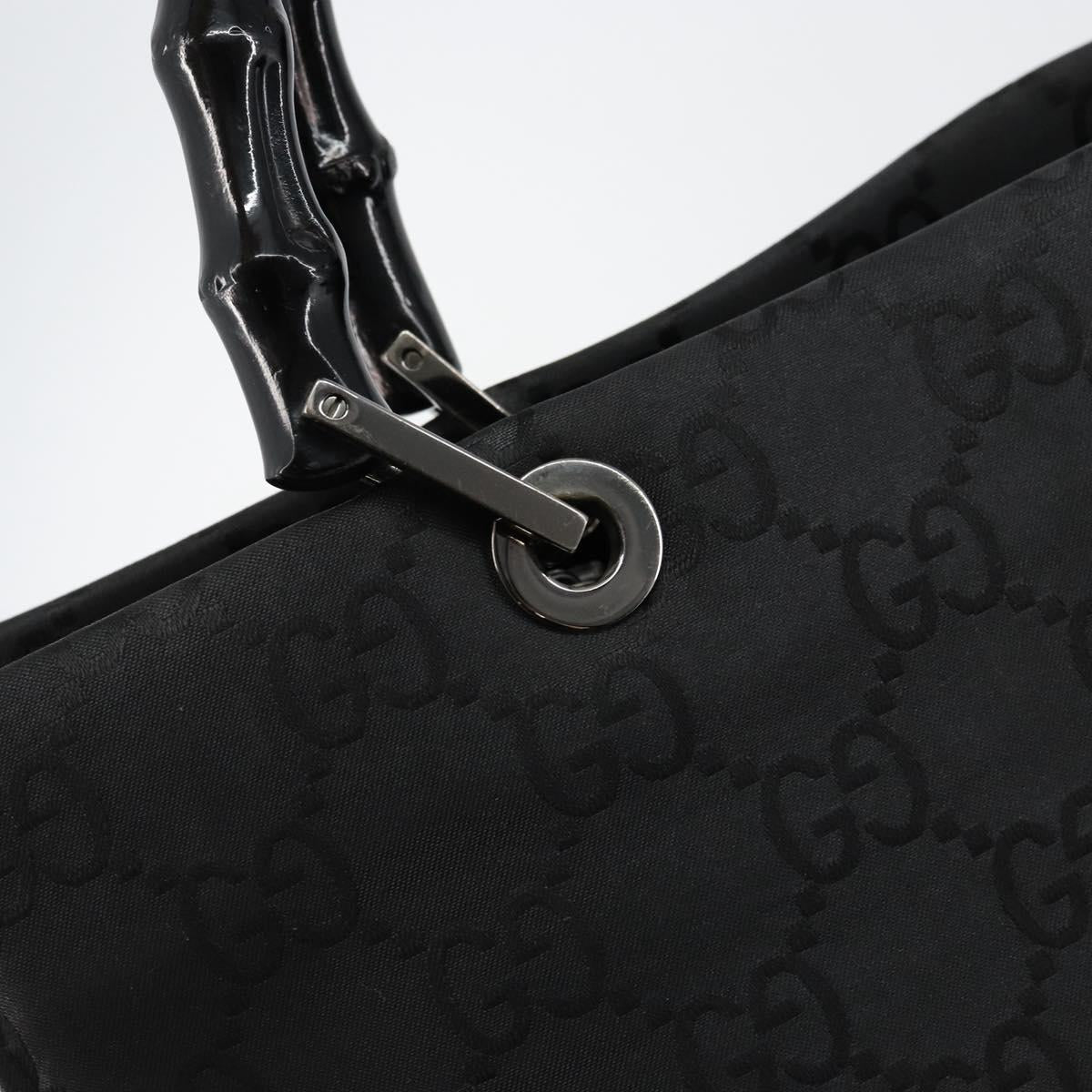 GUCCI Bamboo GG Canvas Hand Bag Black Silver 002 1010 3754 Auth ep11357