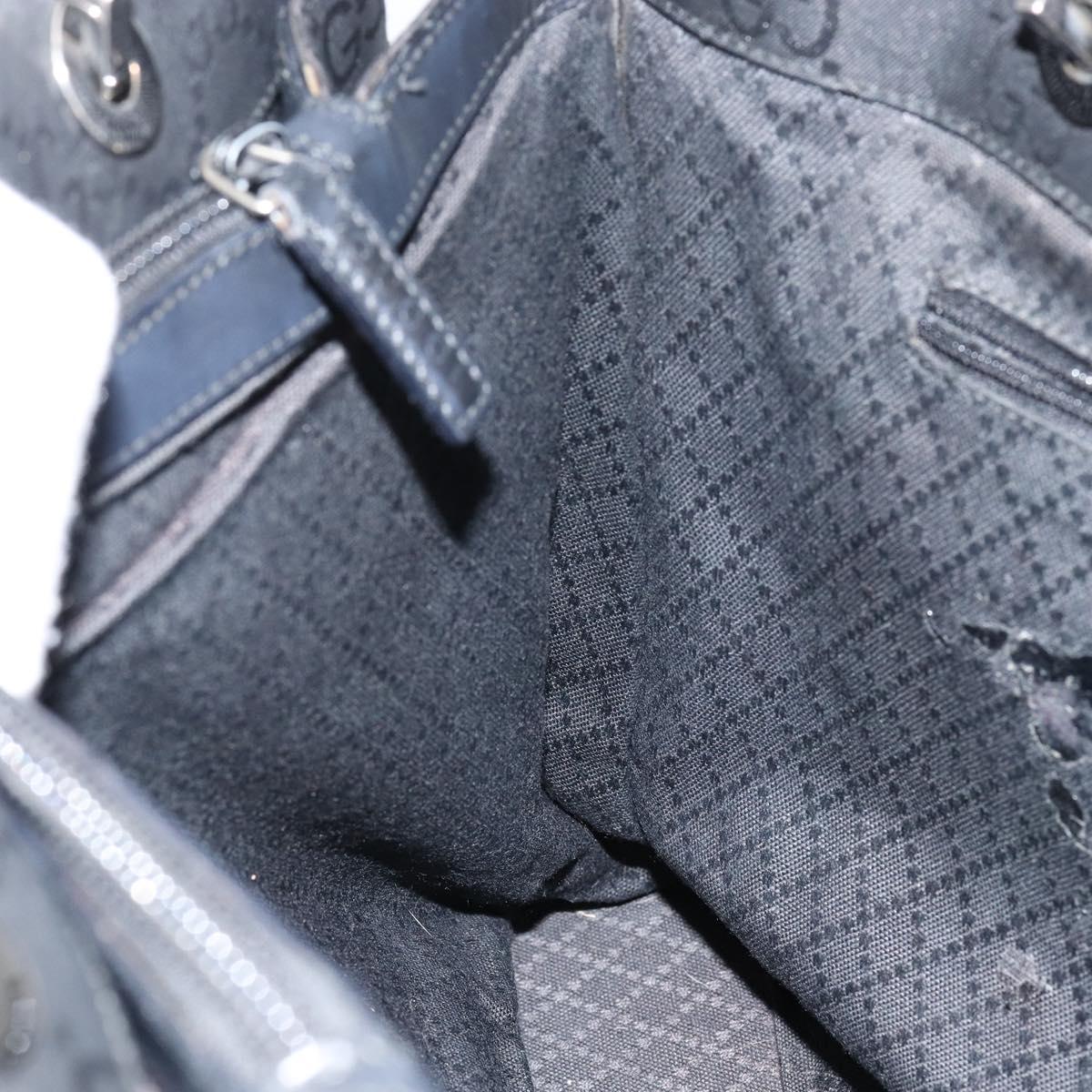 GUCCI Bamboo GG Canvas Hand Bag Black Silver 002 1010 3754 Auth ep11357