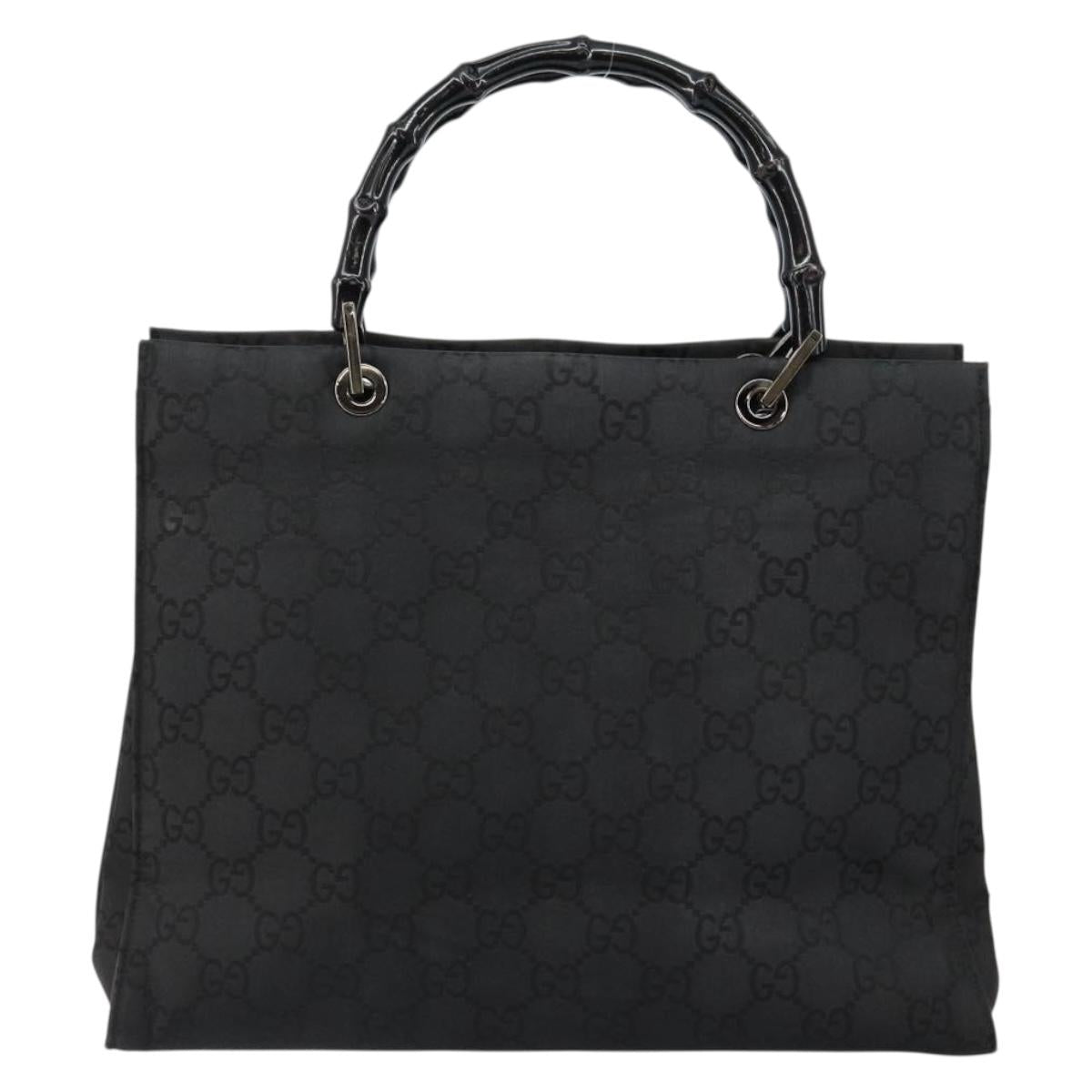 GUCCI Bamboo GG Canvas Hand Bag Black Silver 002 1010 3754 Auth ep11357