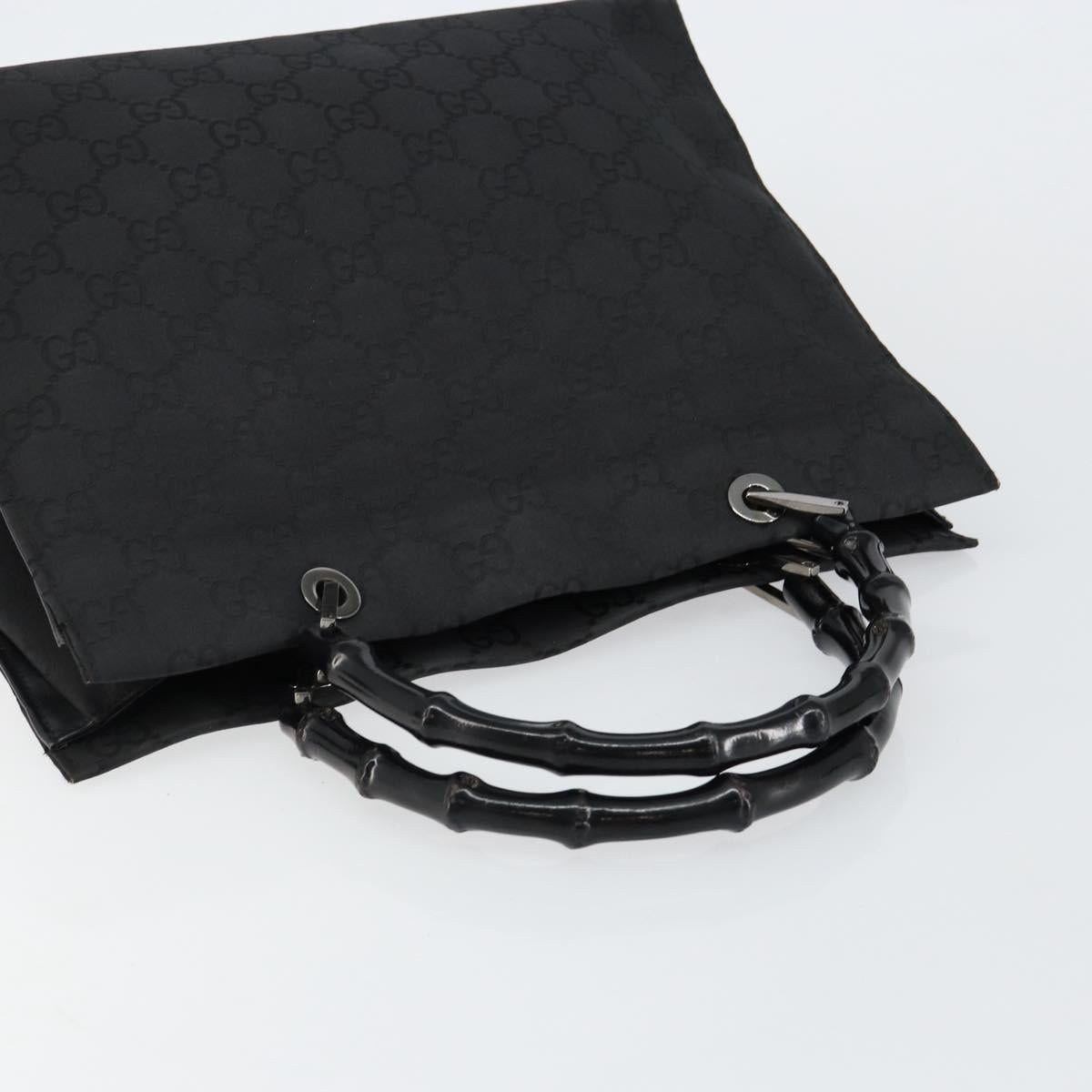 GUCCI Bamboo GG Canvas Hand Bag Black Silver 002 1010 3754 Auth ep11357