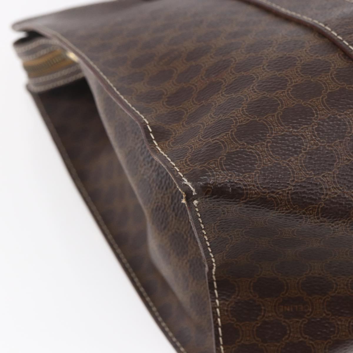 CELINE Macadam Canvas Tote Bag PVC Leather Brown Gold Auth ep11358