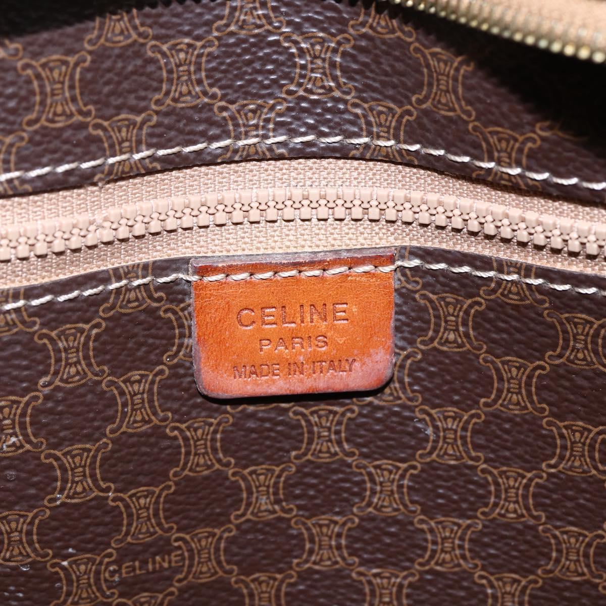 CELINE Macadam Canvas Tote Bag PVC Leather Brown Gold Auth ep11358