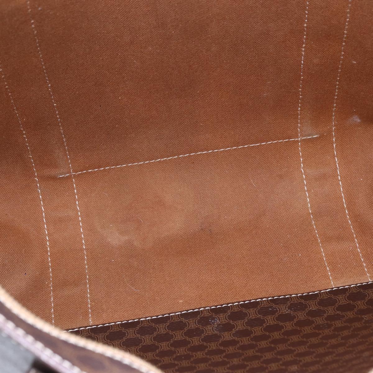 CELINE Macadam Canvas Tote Bag PVC Leather Brown Gold Auth ep11358