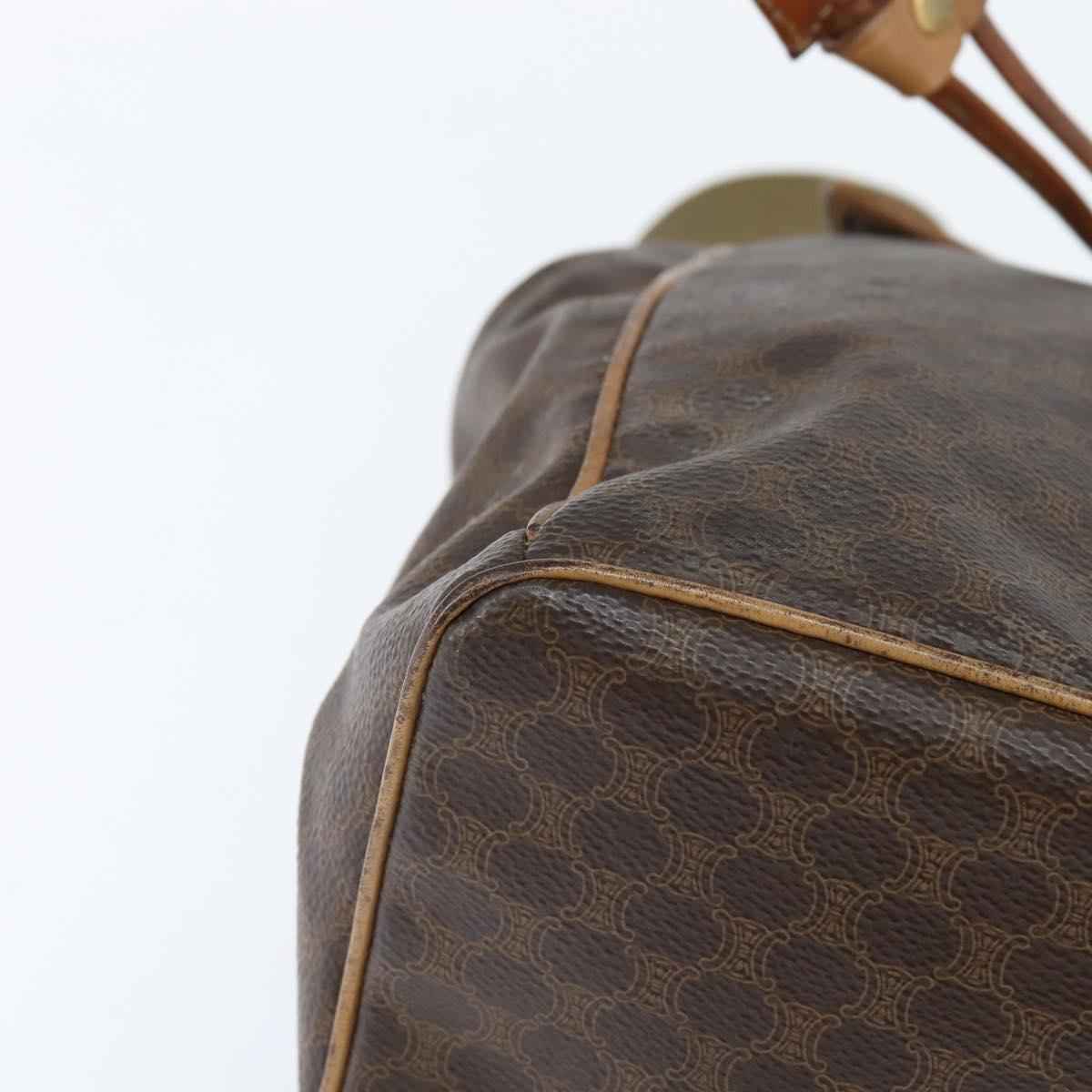 CELINE Macadam Canvas Backpack PVC Leather Brown Gold Auth ep11363