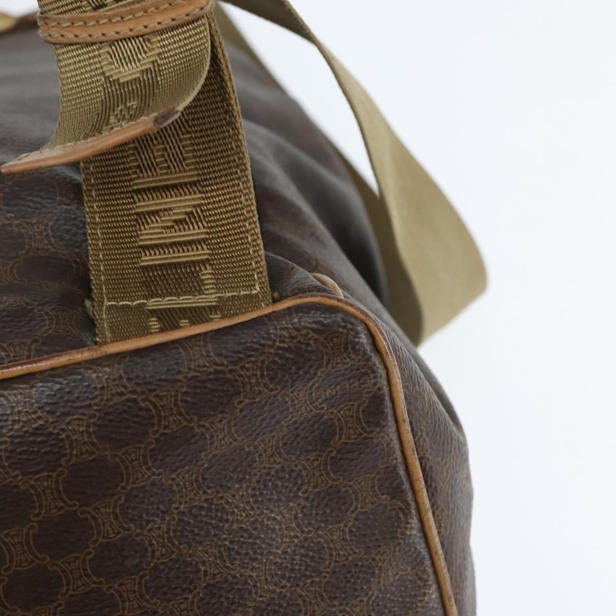 CELINE Macadam Canvas Backpack PVC Leather Brown Gold Auth ep11363