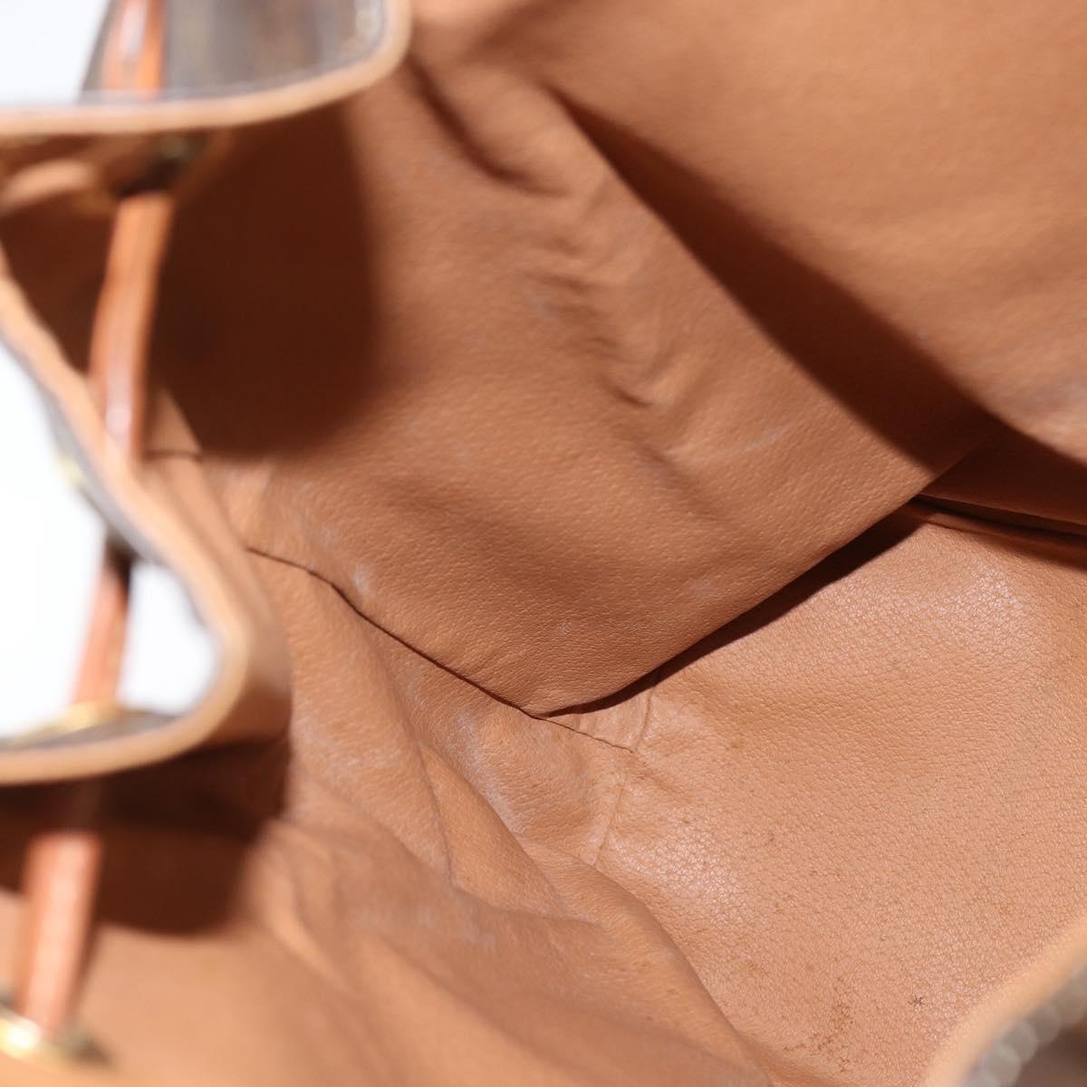 CELINE Macadam Canvas Backpack PVC Leather Brown Gold Auth ep11363