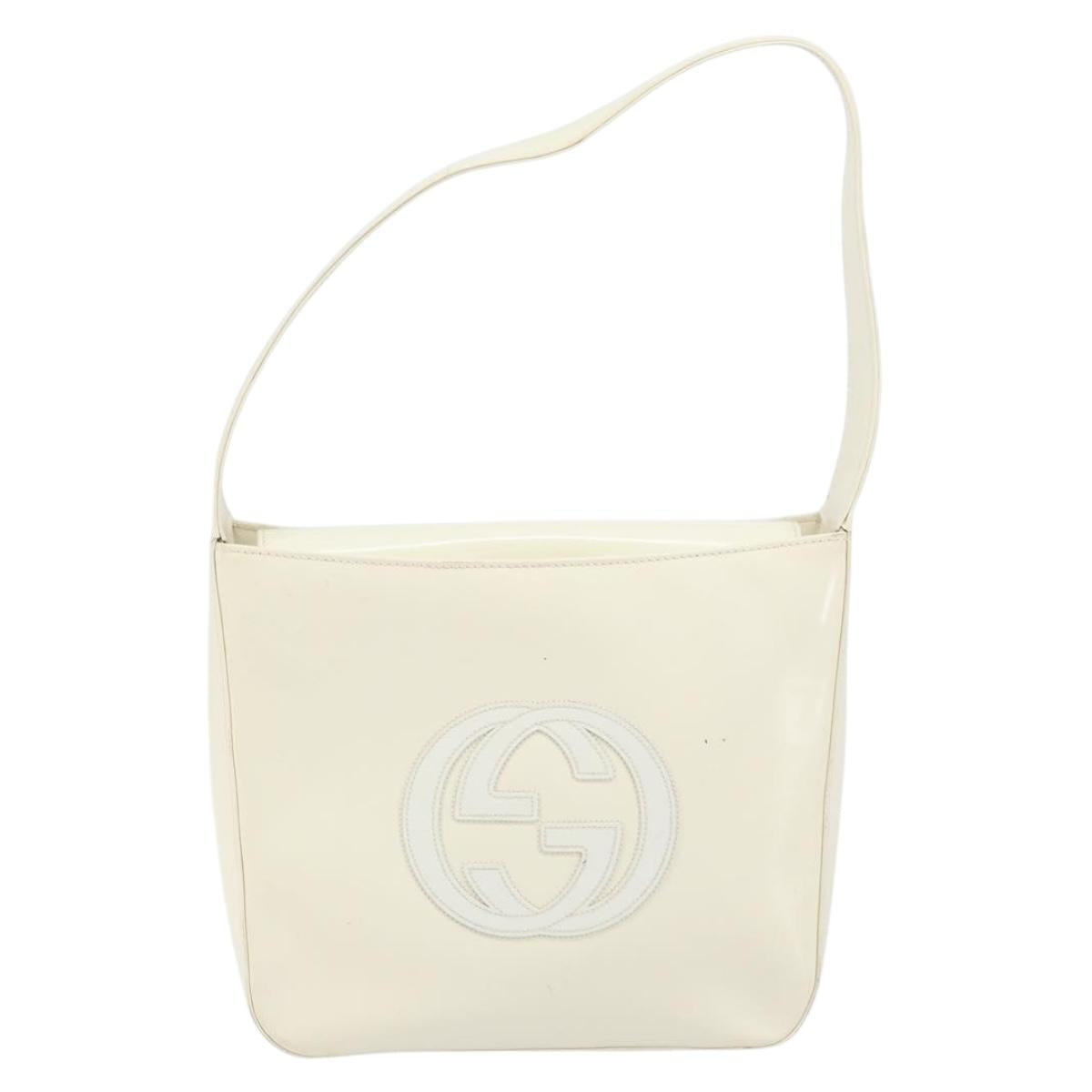 GUCCI Soho Shoulder Bag Enamel White Auth ep11364