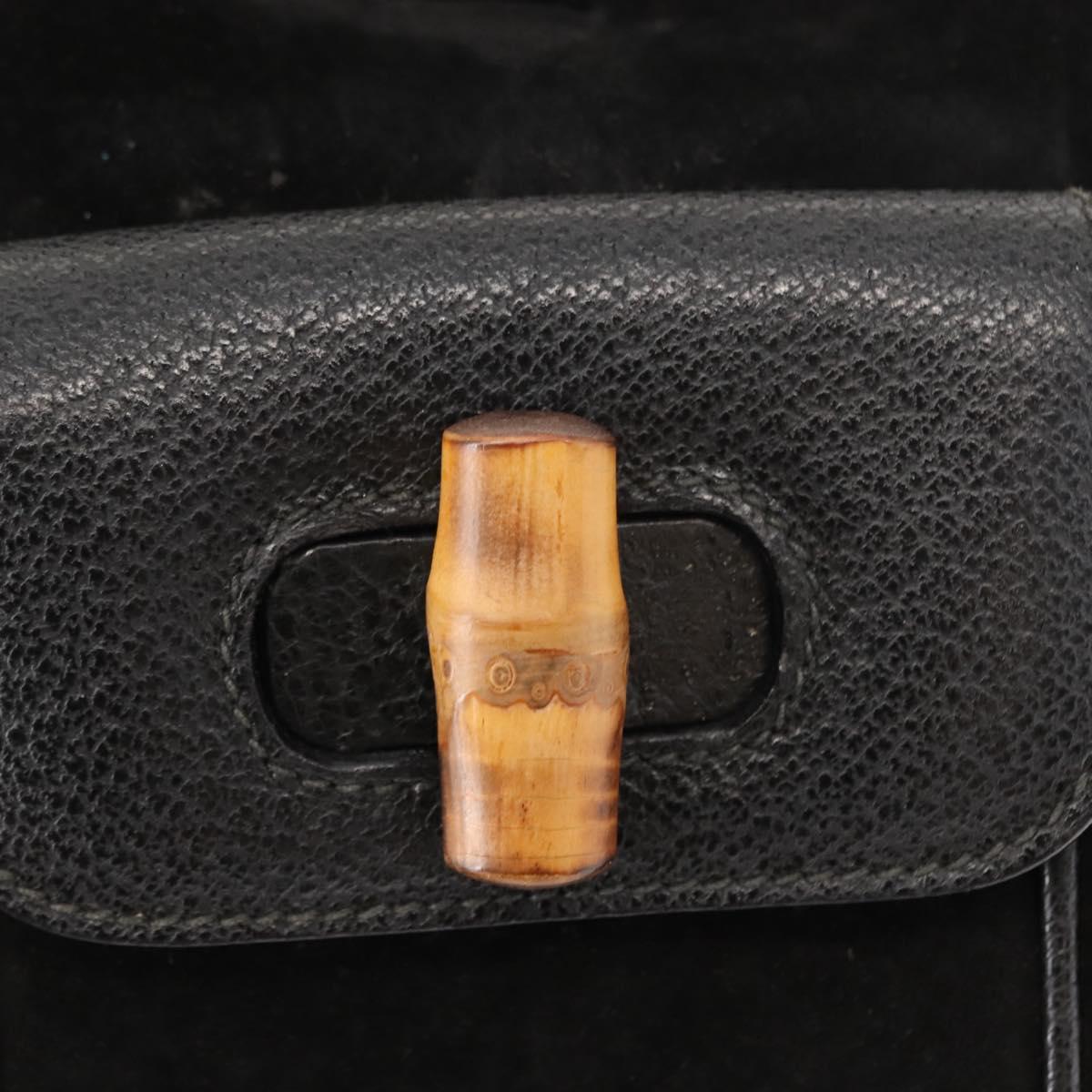 GUCCI Bamboo Backpack Suede Black Gold 003 58 0030 Auth ep11366
