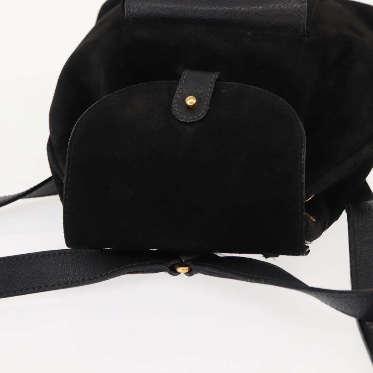 GUCCI Bamboo Backpack Suede Black Gold 003 58 0030 Auth ep11366