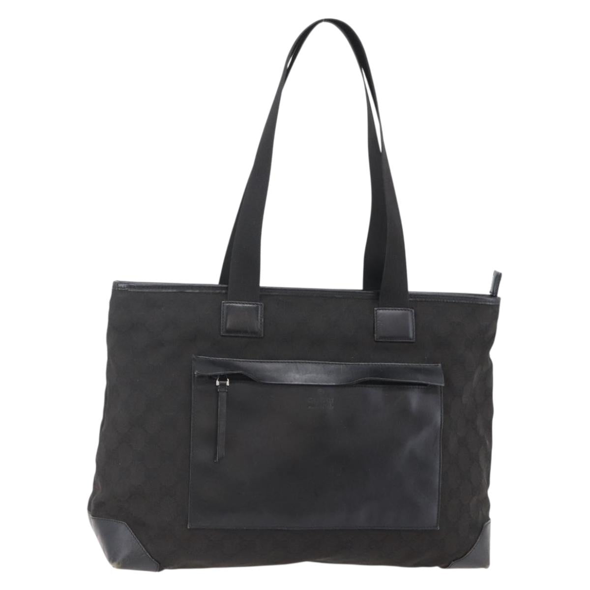 GUCCI GG Canvas Tote Bag Black Silver Auth ep11371