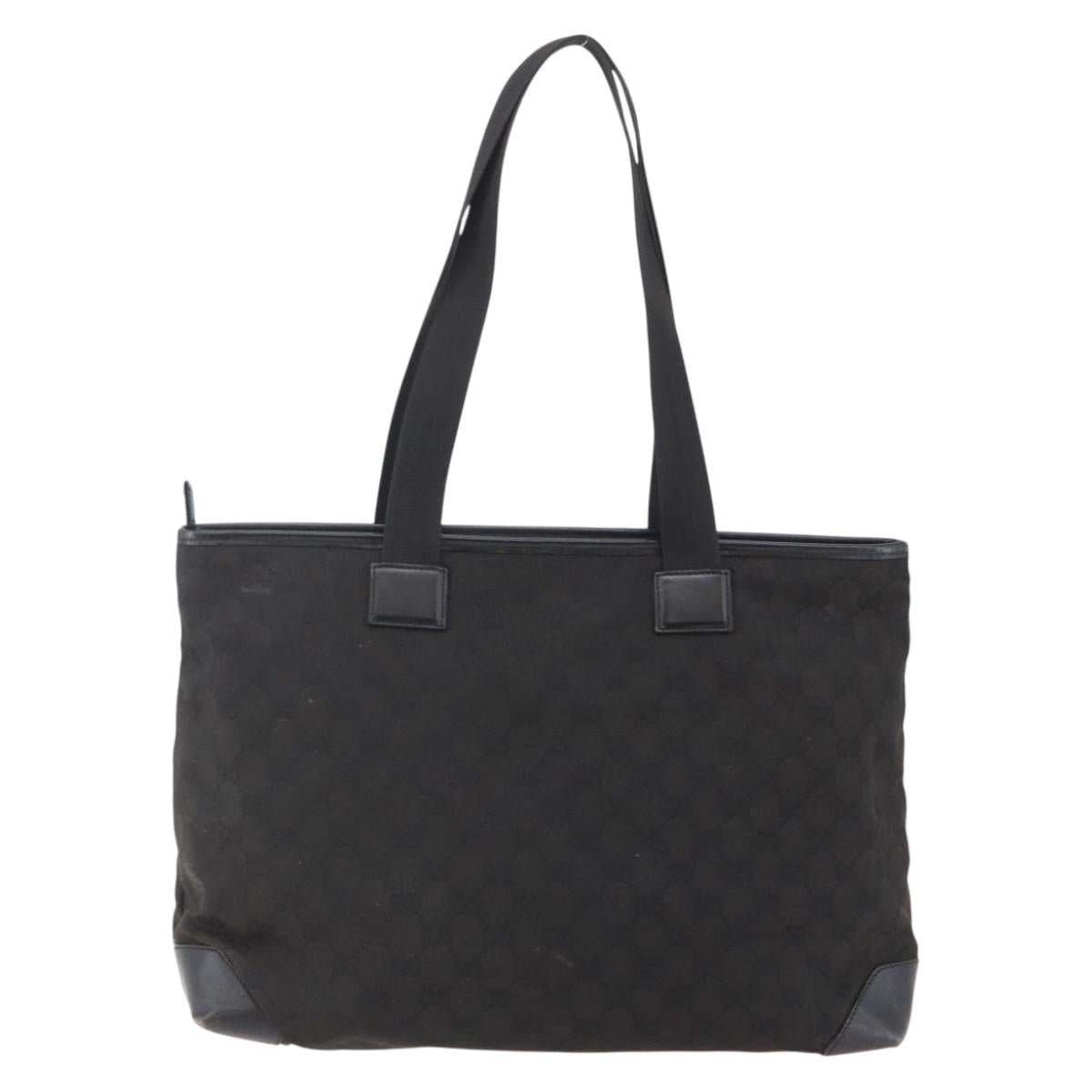 GUCCI GG Canvas Tote Bag Black Silver Auth ep11371