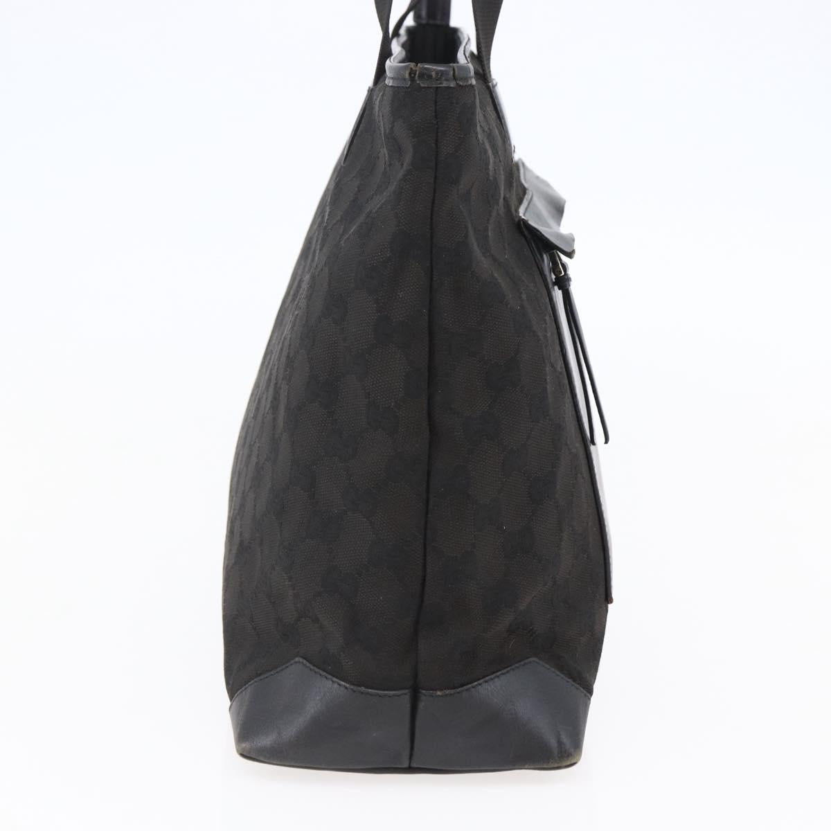 GUCCI GG Canvas Tote Bag Black Silver Auth ep11371