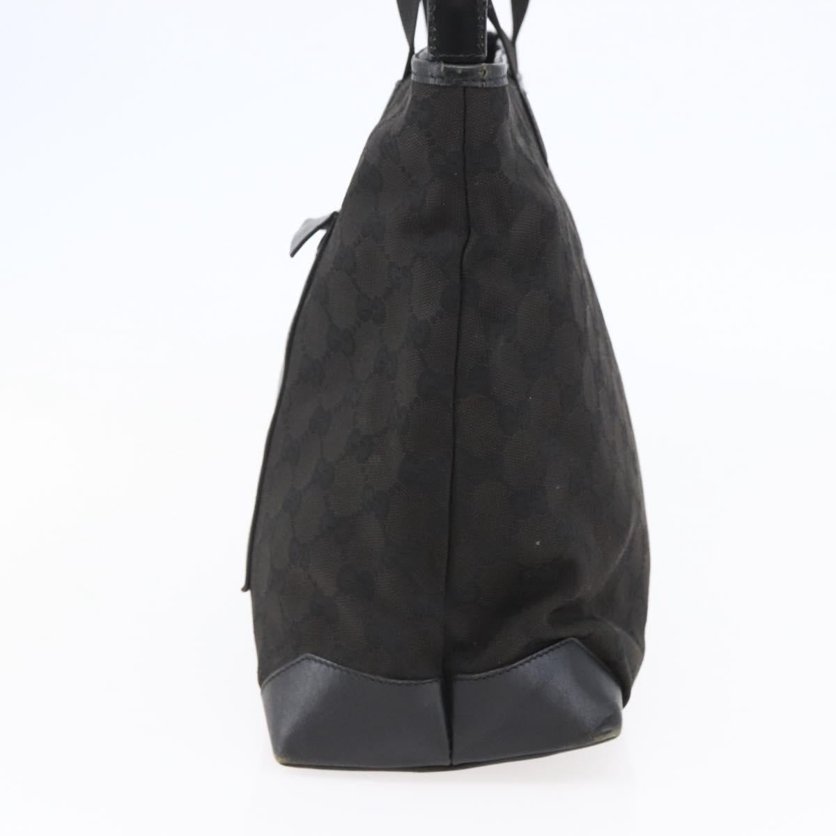 GUCCI GG Canvas Tote Bag Black Silver Auth ep11371